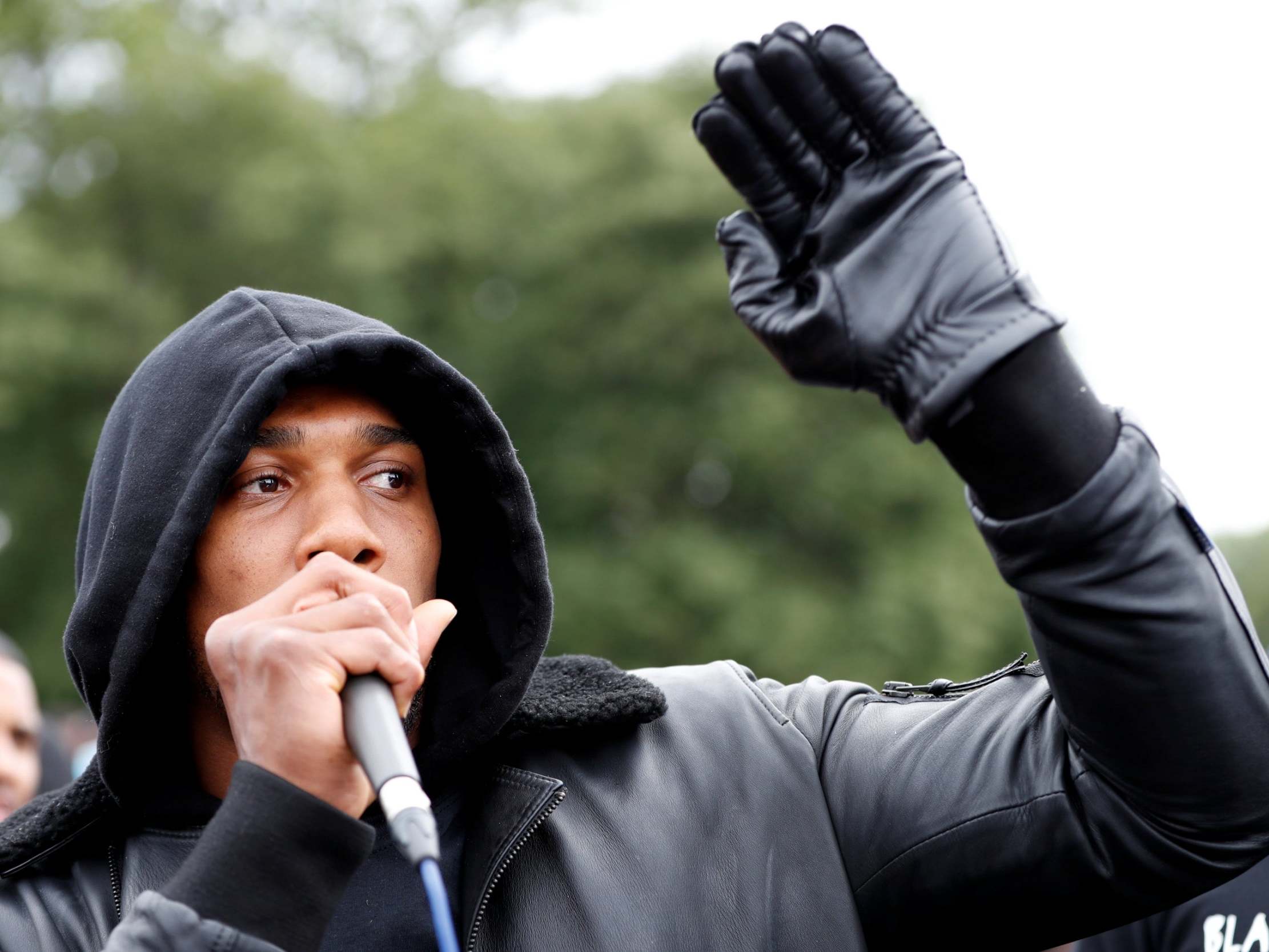 Anthony Joshua spoke at a Black Lives Matter protest in Watford on Saturday