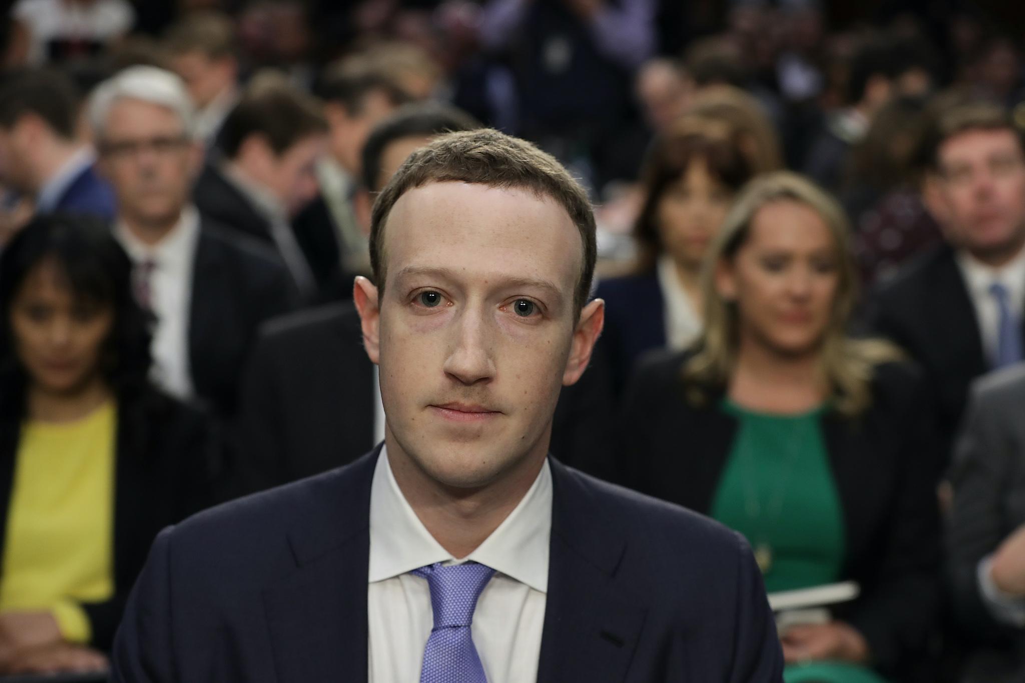 Facebook co-founder, Chairman and CEO Mark Zuckerberg arrives to testify before a combined Senate Judiciary and Commerce committee hearing