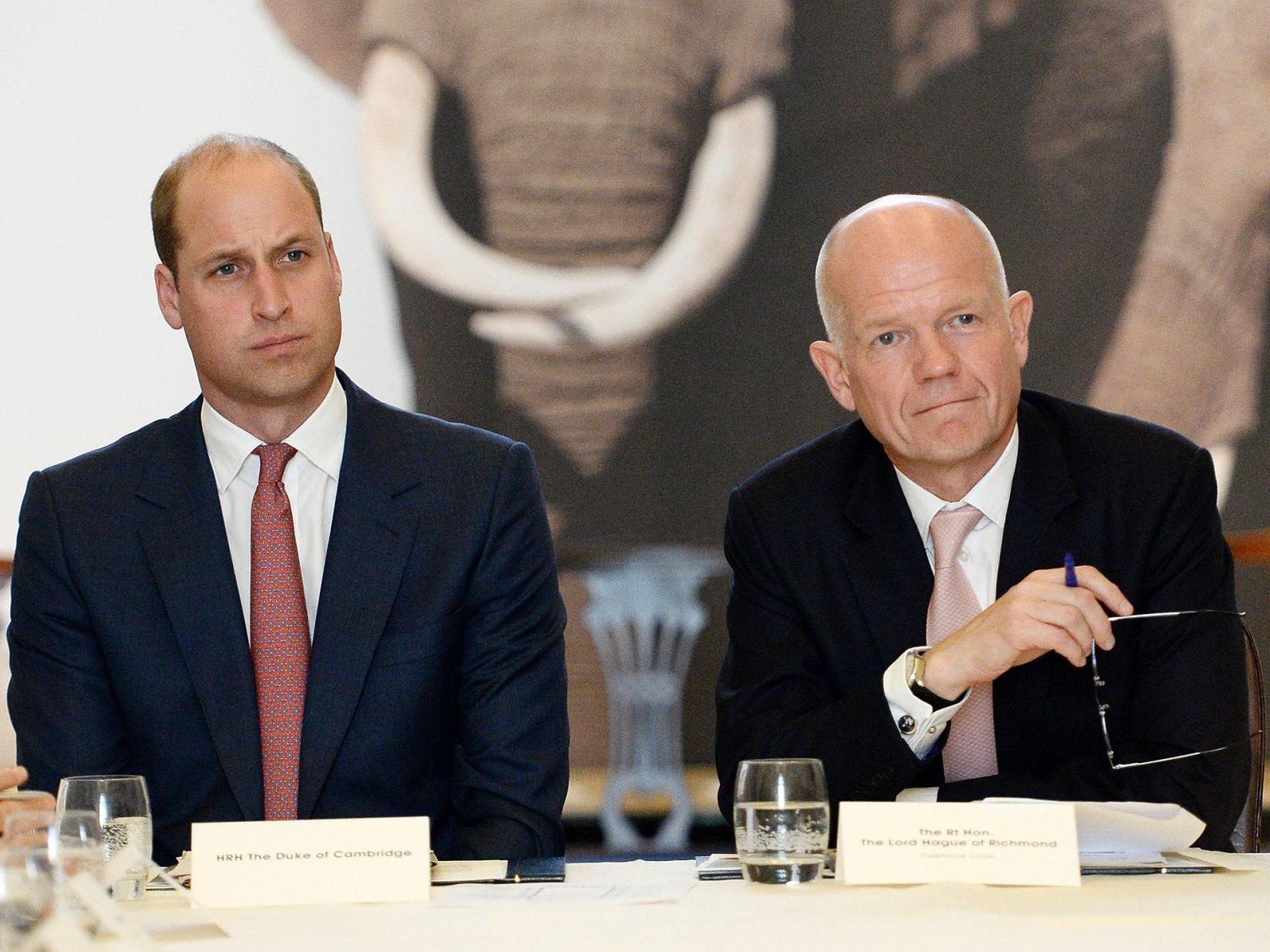 Prince William and Lord William Hague at the signing ceremony of United For Wildlife's Financial Taskforce Declaration in London, October 2018