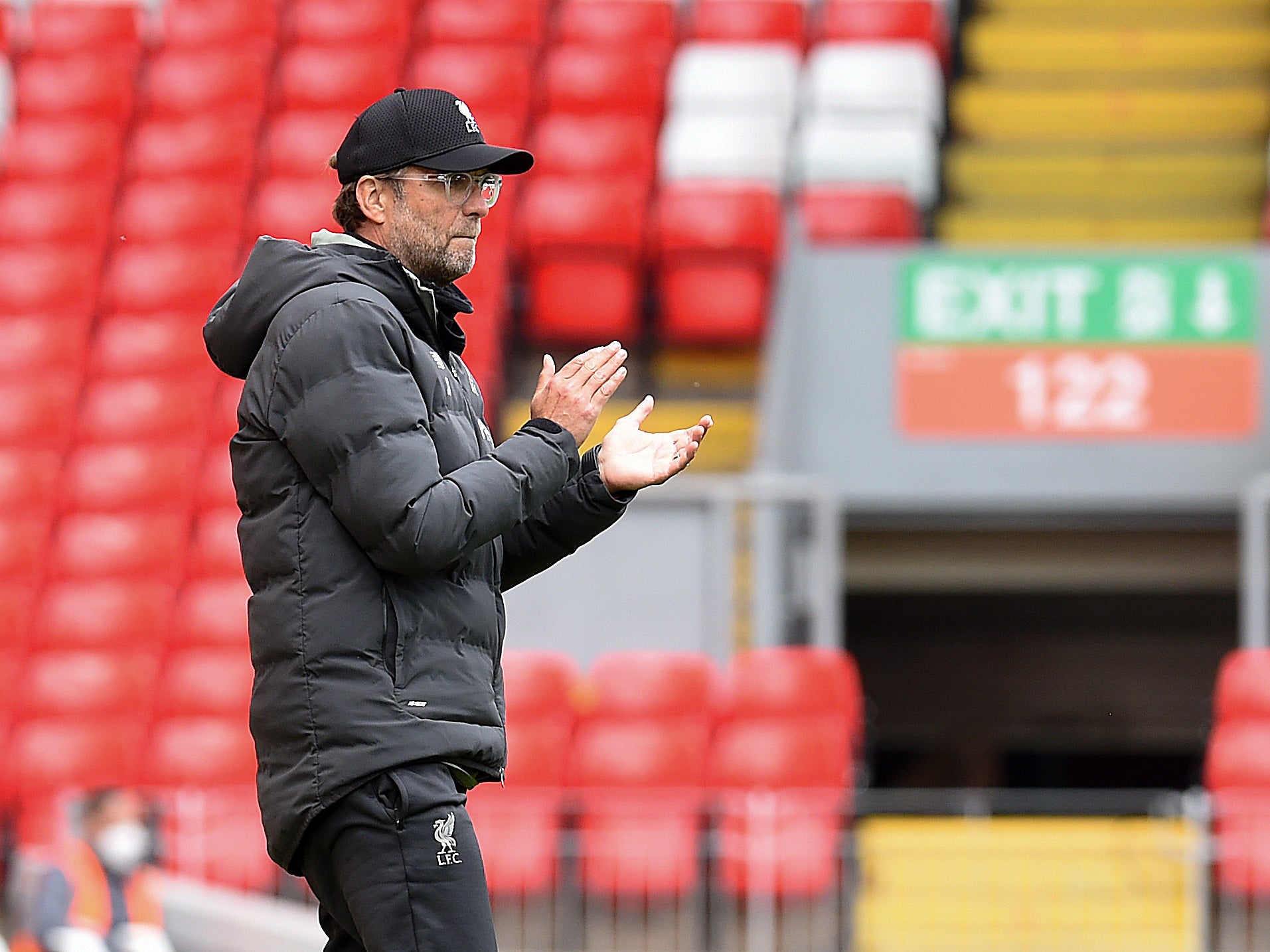 Jurgen Klopp reacts during Liverpool’s friendly against Blackburn