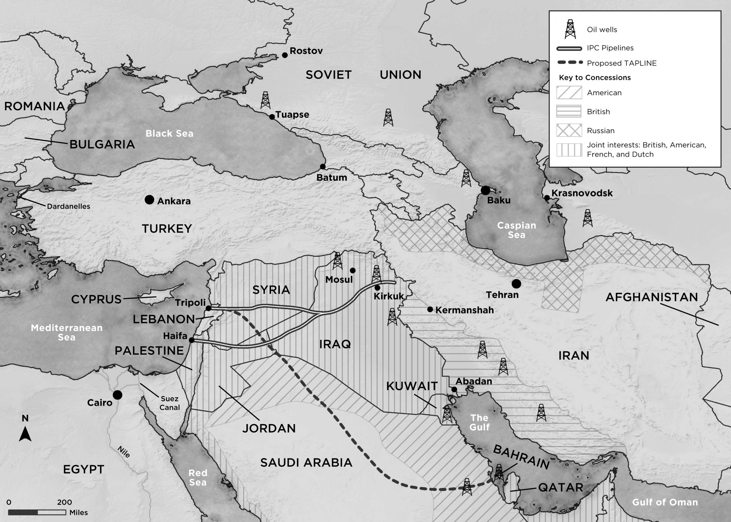 The route of the trans-Arabian pipeline