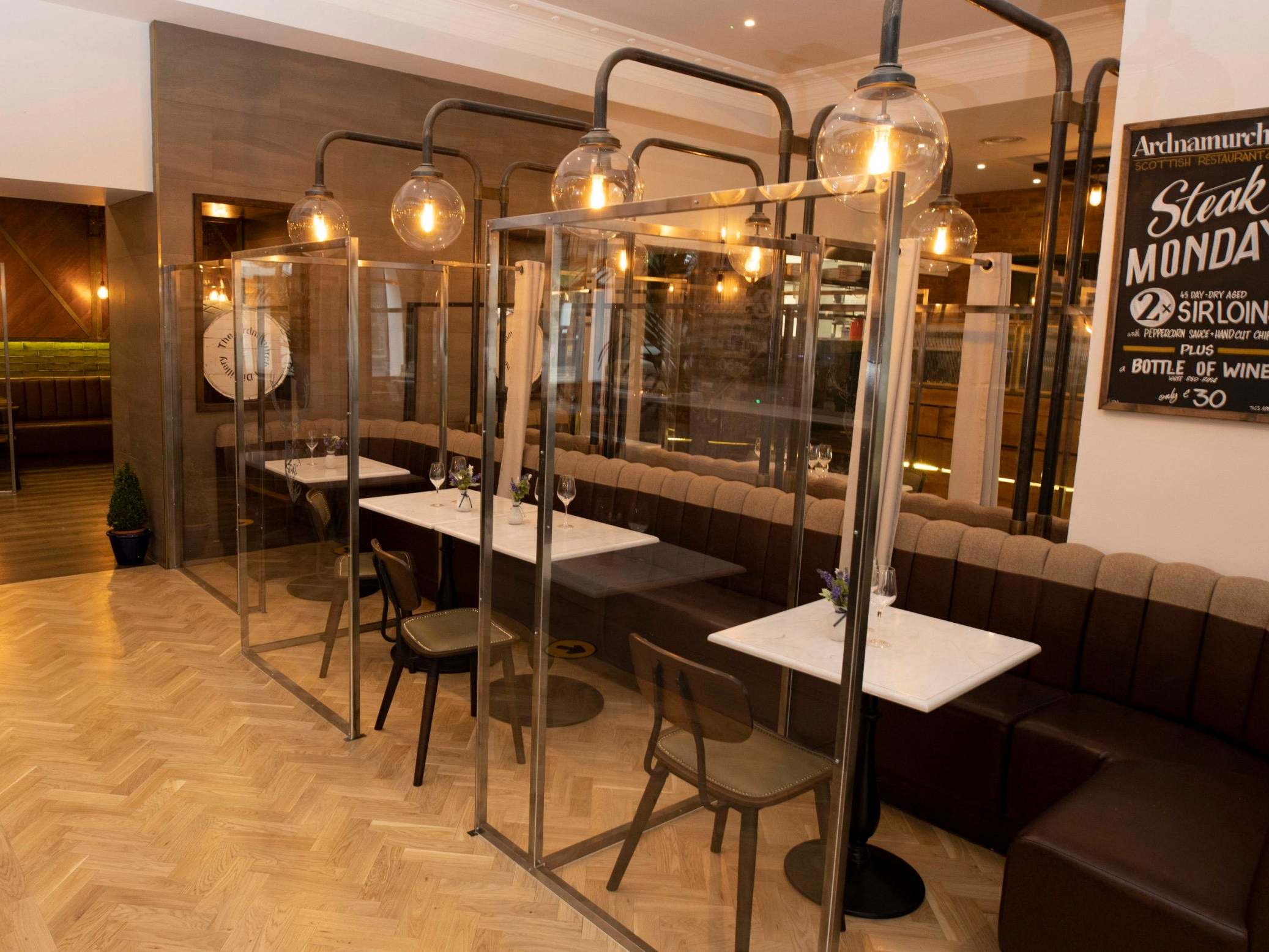 Ardnamurchan on Hope Street, Glasgow has created individual pods for customers so that the bar can reopen once lockdown restrictions on bars and pubs are lifted in Scotland