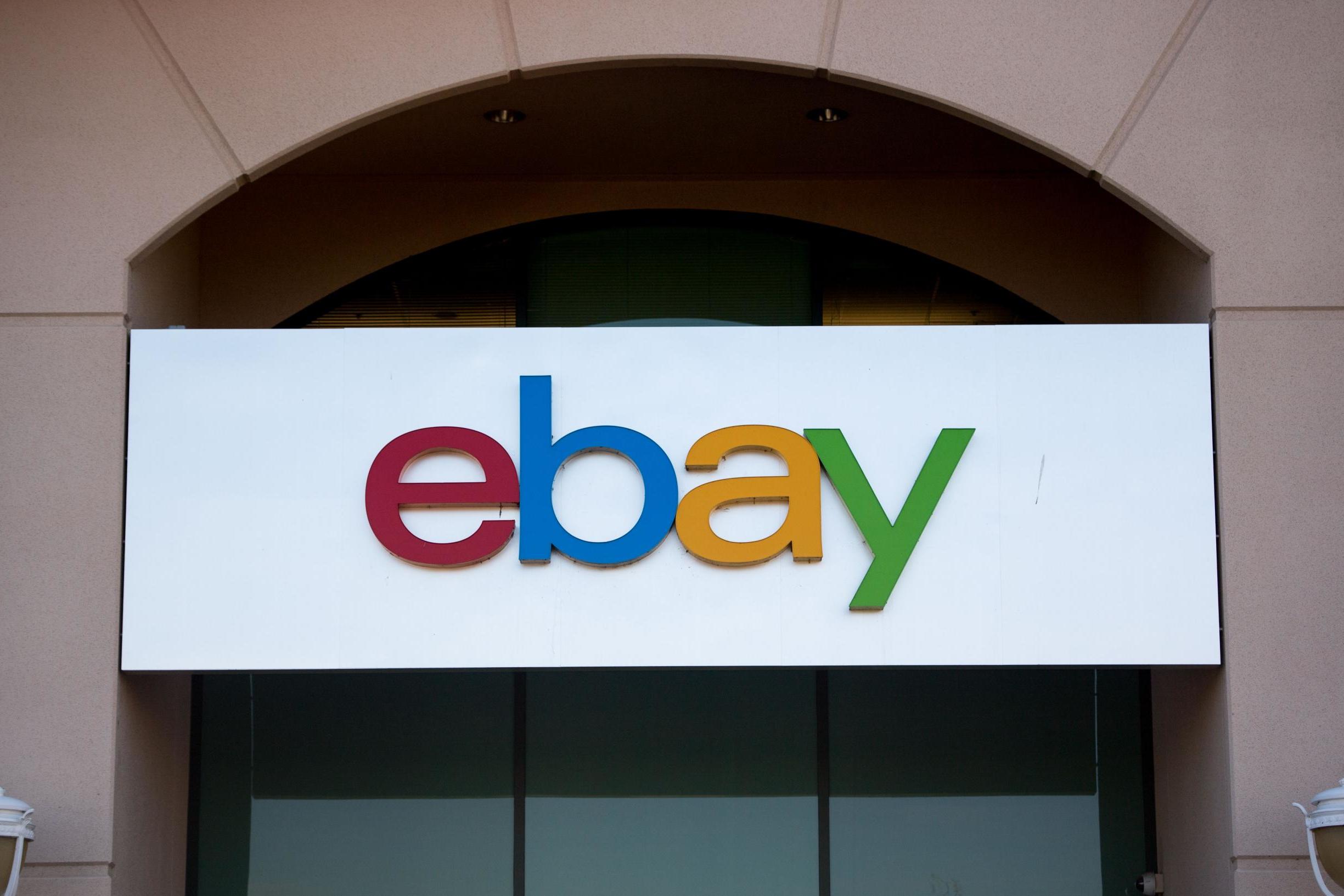 An Ebay sign is seen in San Jose, California on 4 November 2016.