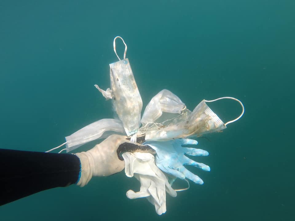 Conservation NGO Opération Mer Propre found dozens of masks and plastic gloves during a recent diving trip in the South of France