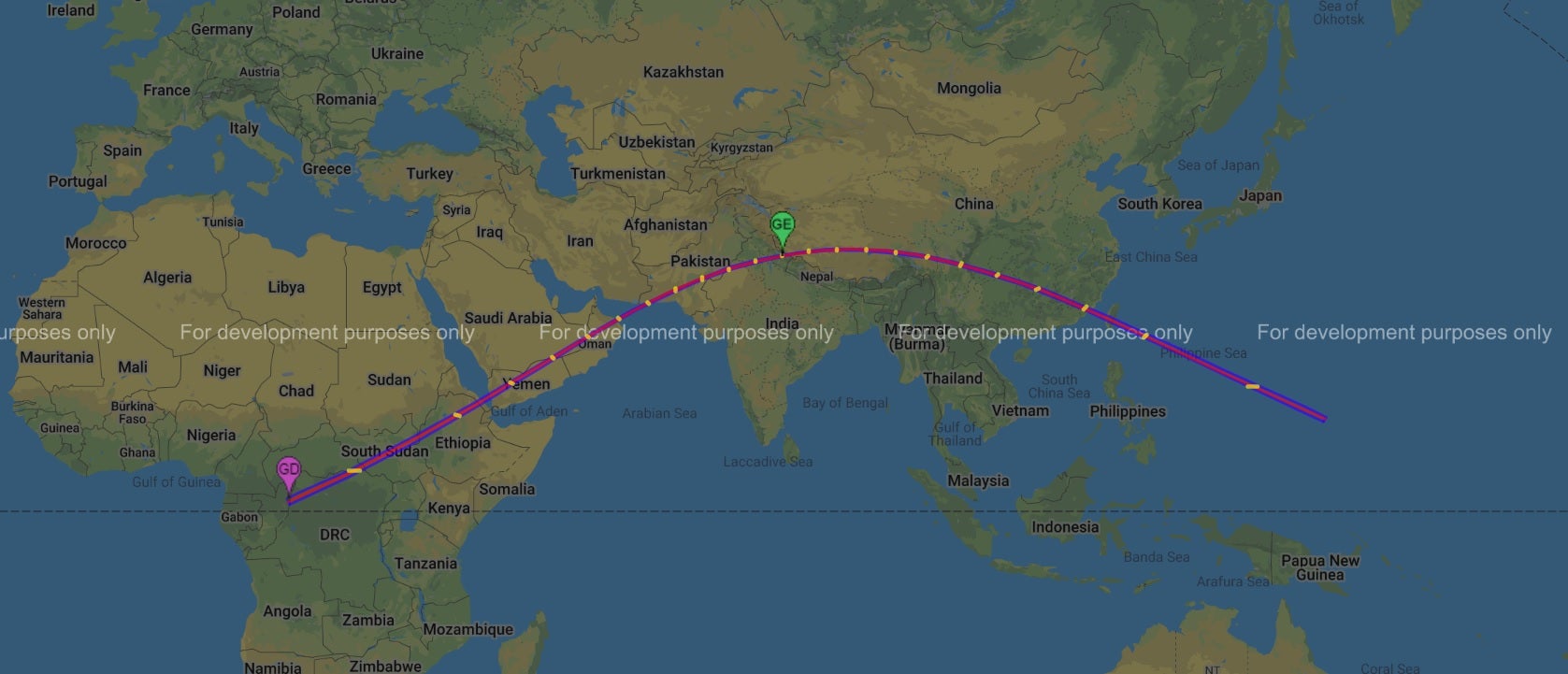 The path of the annular solar eclipse on 21 June, 2020