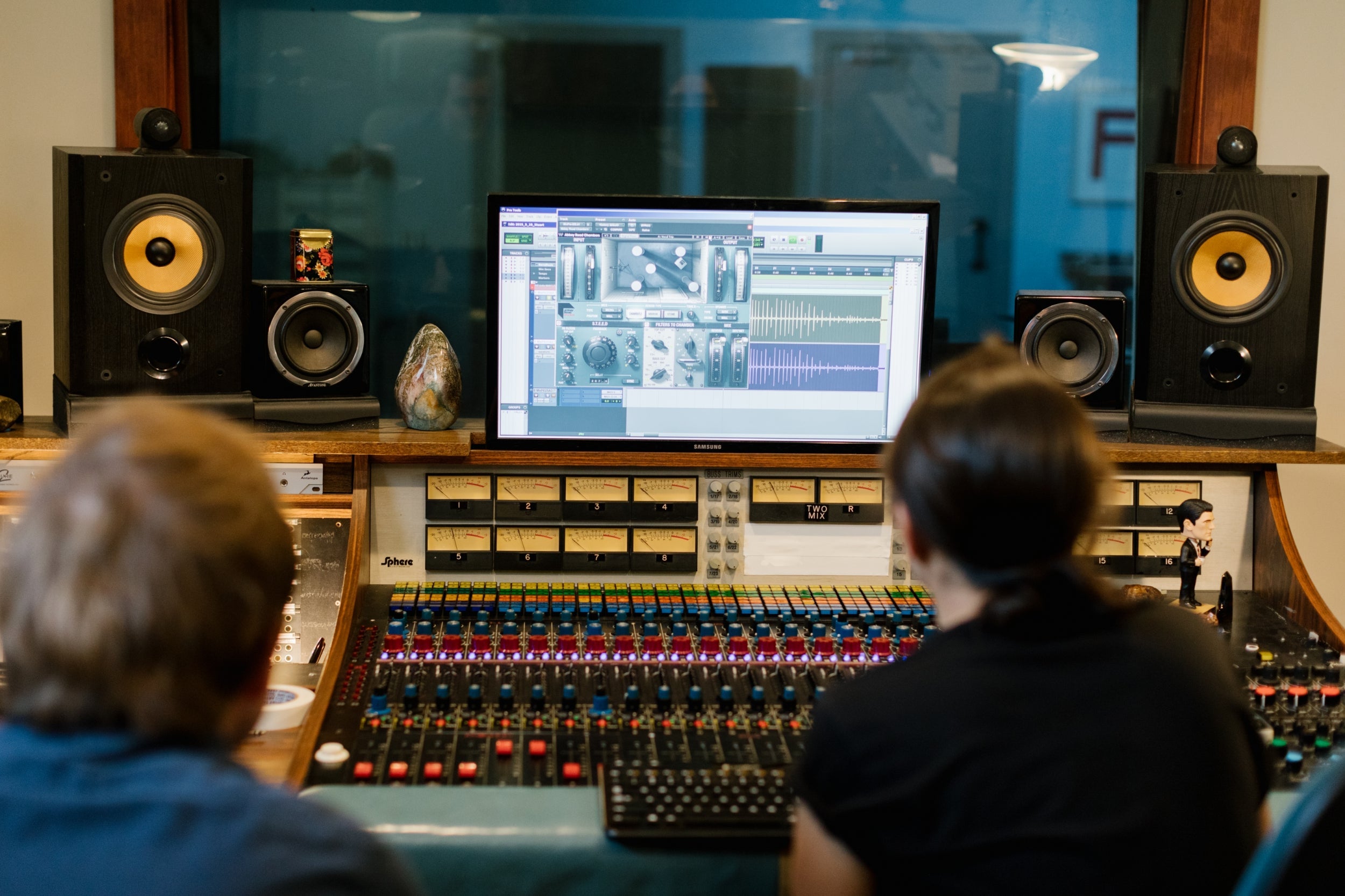 Hyatt and a producer process his field recordings in the studio