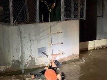 Officials secured a water safety line and rescued two teenagers while a CBP canine officer assisted the third