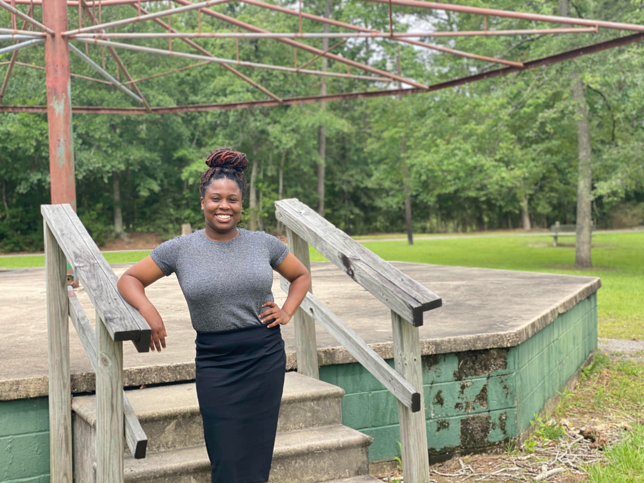 Yalakesen Baaheth in the Raymond Gould Park in Vidor, Texas – the same park that the Ku Klux Klan had once rallied (Richard Hall/The Independent)