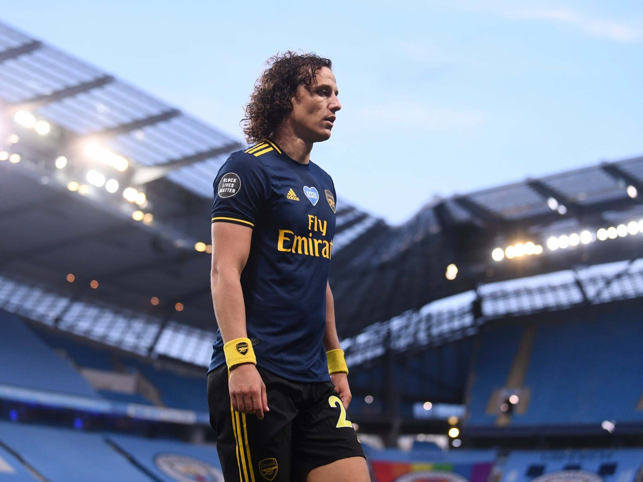 Luiz was sent off after coming on as a substitute in Arsenal's 3-0 defeat by Man City