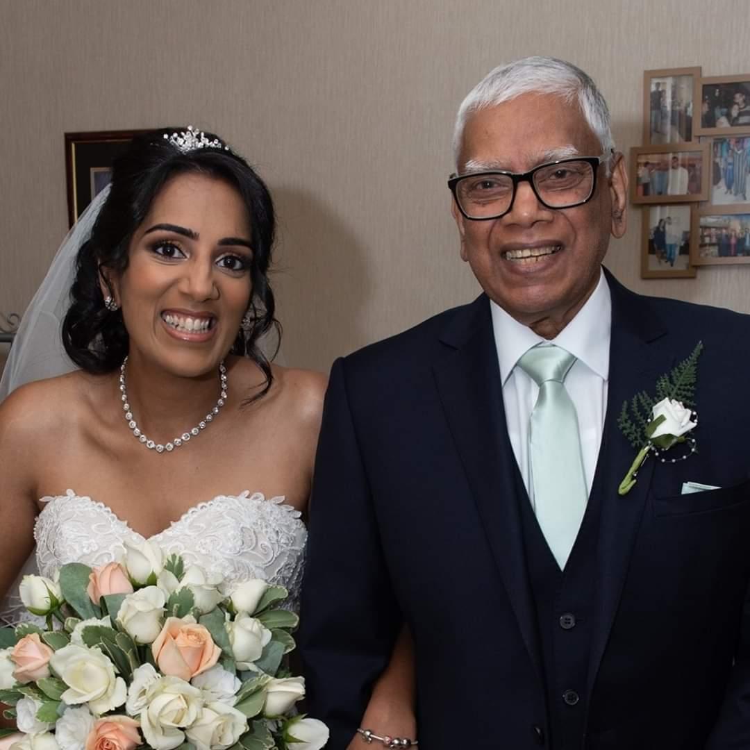 Shanaz Nagamah and her dad Mohamed on her wedding day, 2018