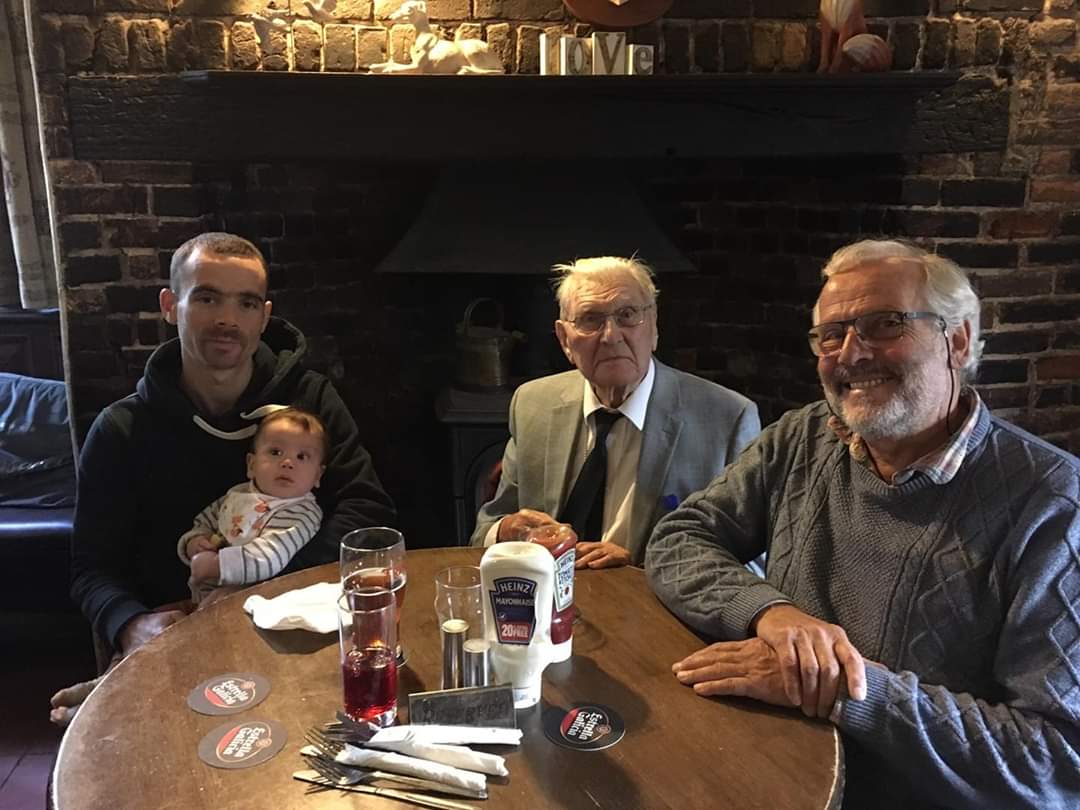 Chris Kirk (right), with his father Jacques (centre), son (left) and grandson Ilio (Credit: Chris Kirk)