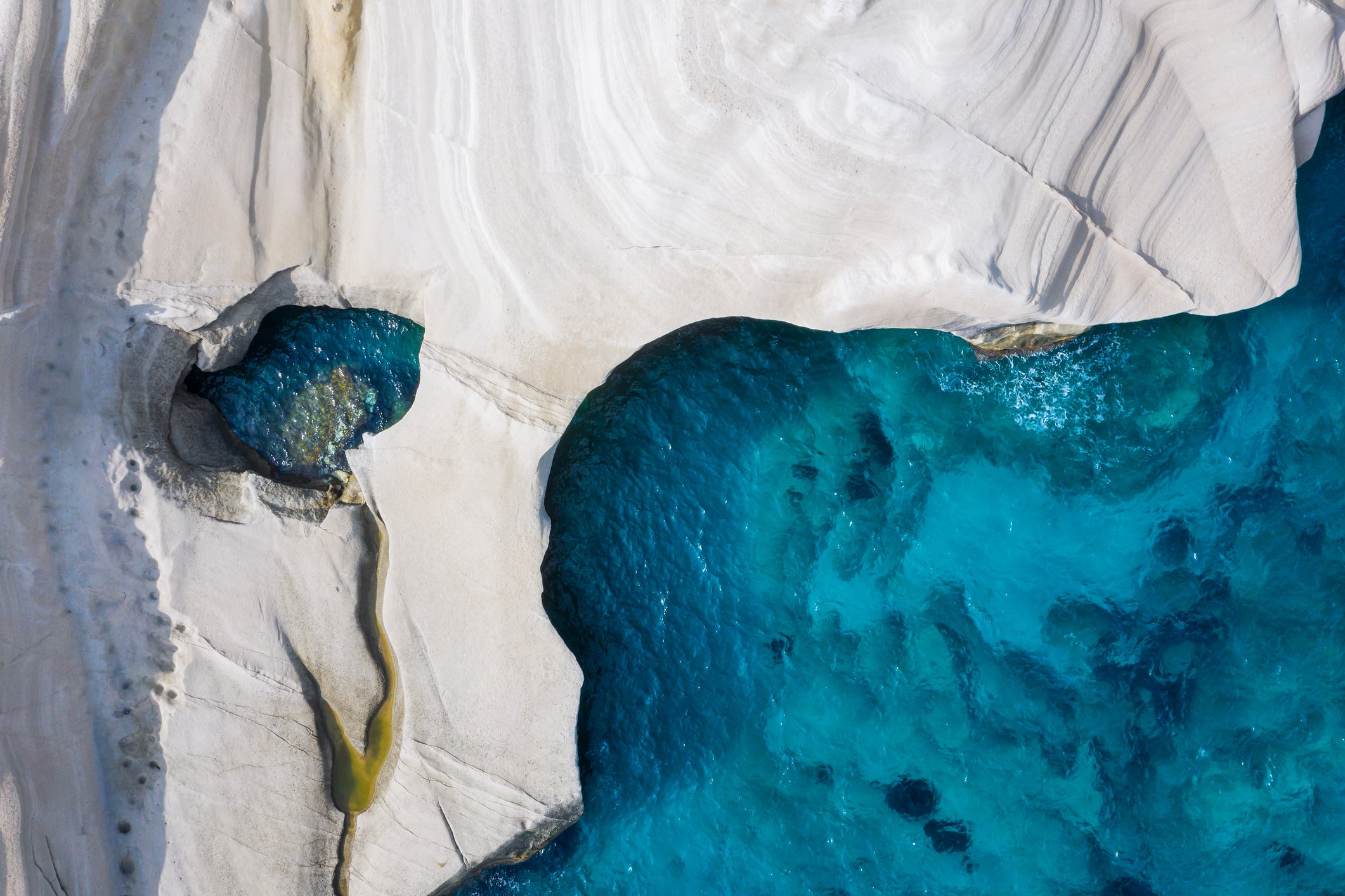 Chalk cliffs near Sarakiniko, Milos island, Greece