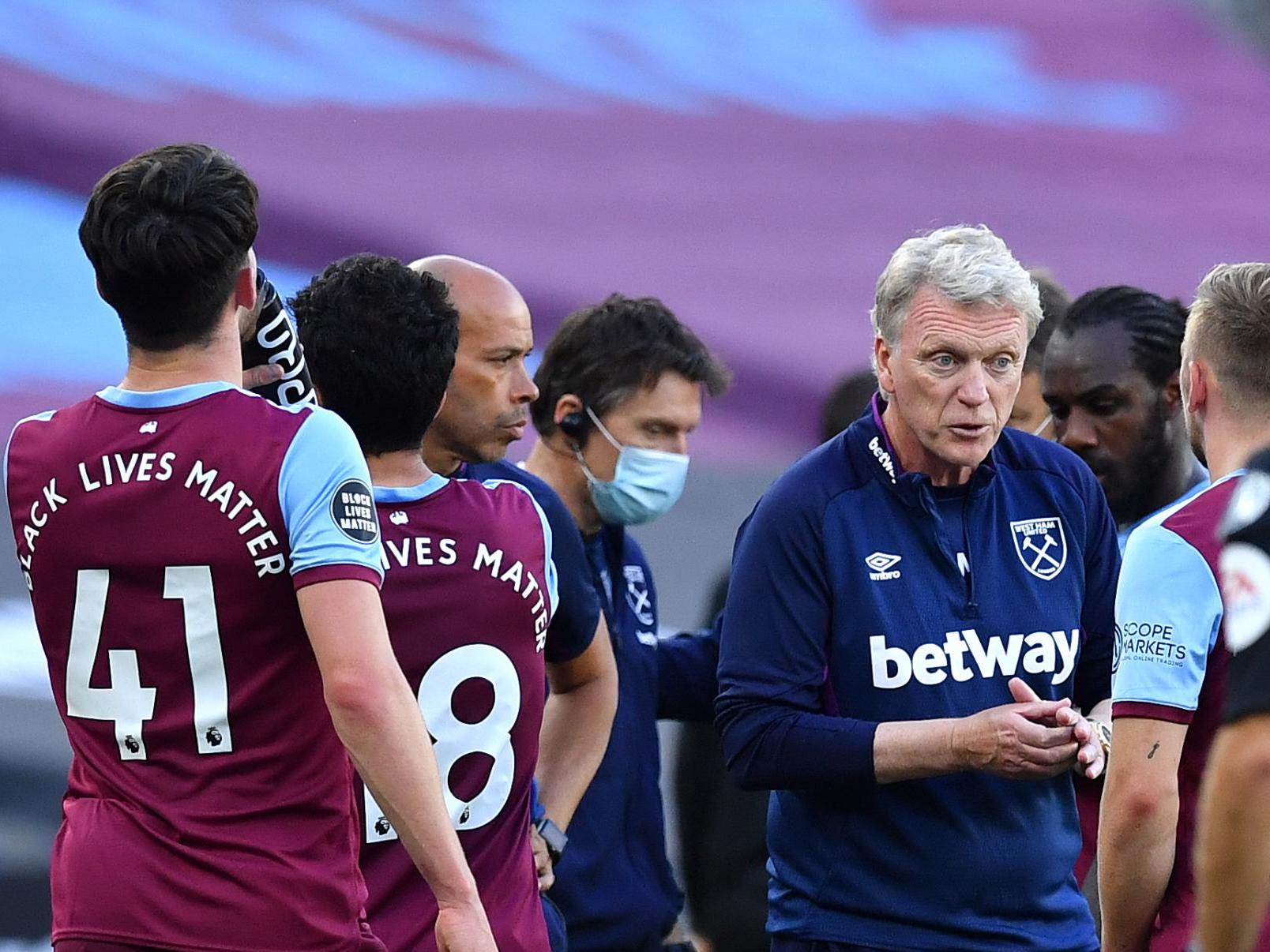 West Ham during a drinks break at the London Stadium