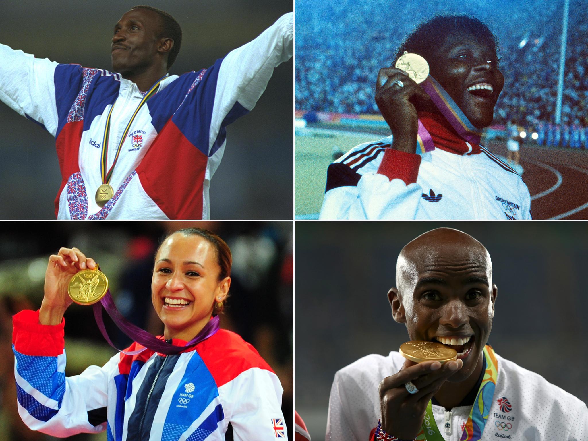 London blazed a trail for British Olympians (clockwise from top left): Lindford Christie, Tessa Sanderson, Mo Farah and Jessica Ennis-Hill