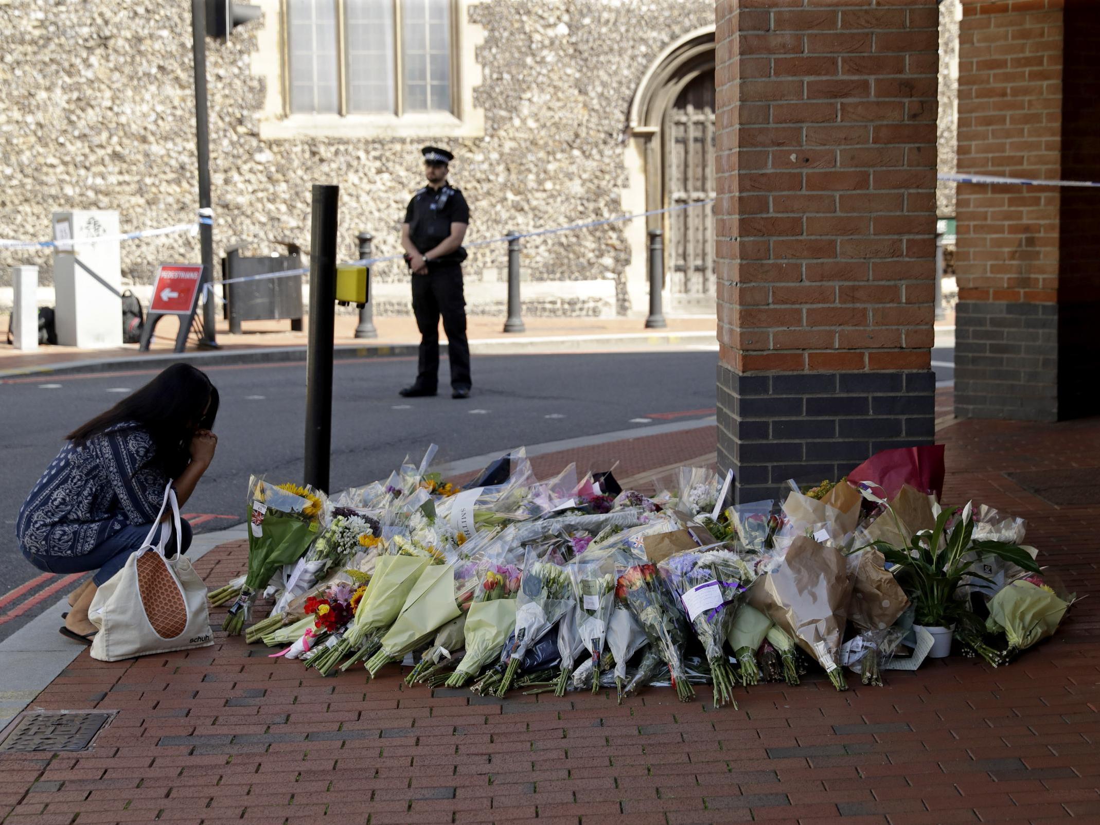 Floral tributes in Forbury Gardens, where the attack happened