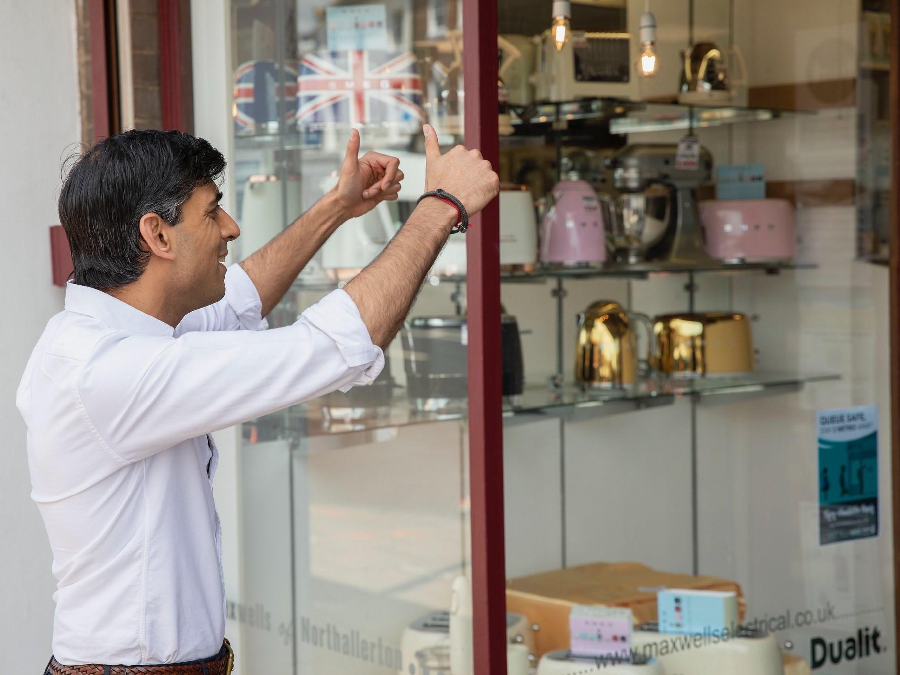 Rishi Sunak celebrates pubs reopening with a picture of a hardware store