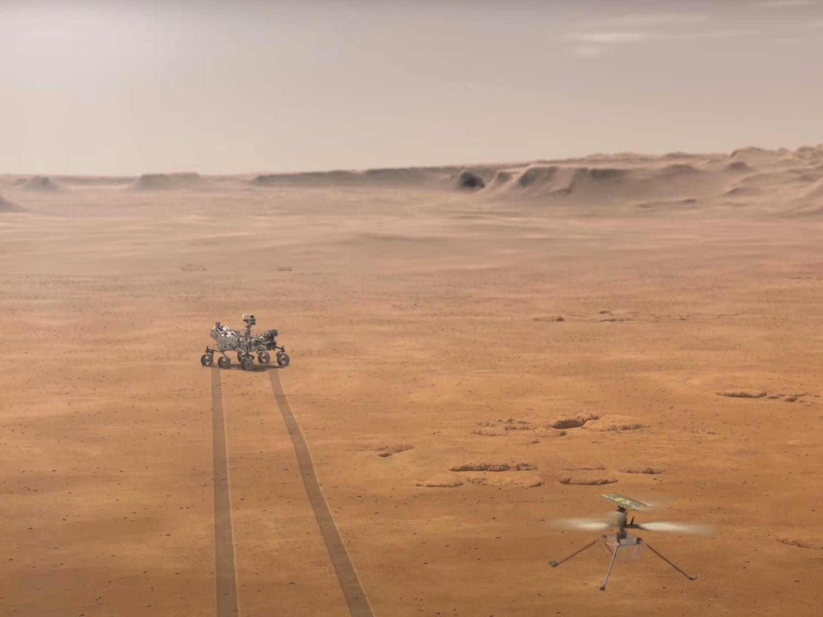 The Ingenuity helicopter will travel to Mars attached to the Perseverance rover