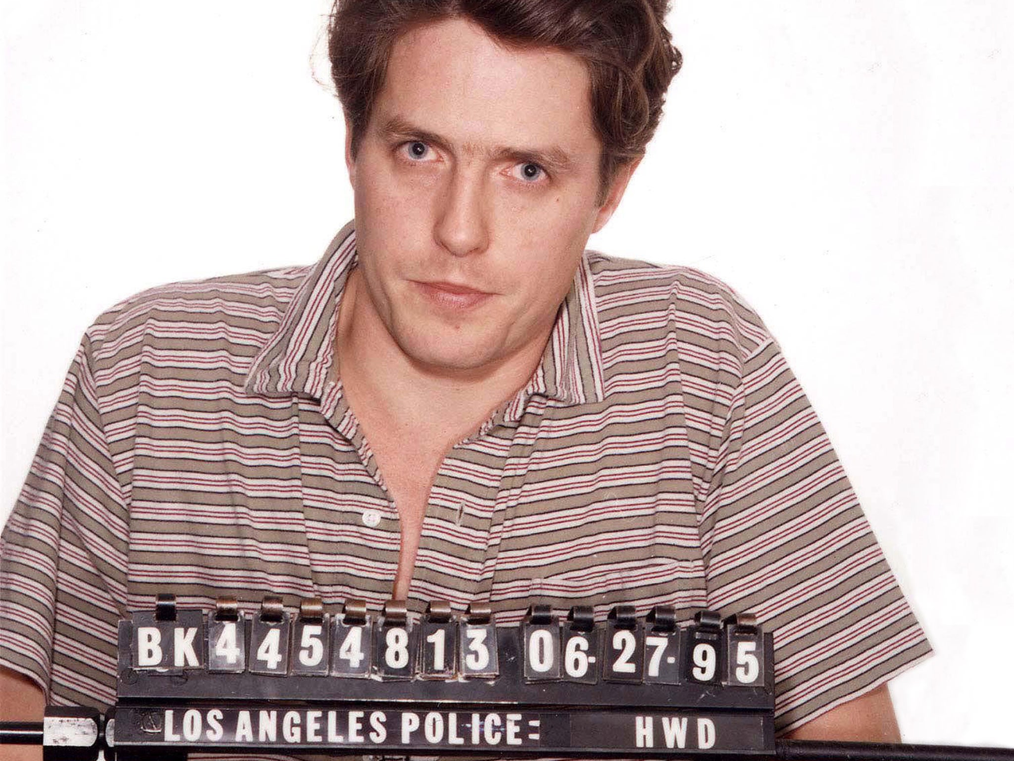 Hugh Grant, then 34, was arrested in Los Angeles for ‘lewd conduct’ with a sex worker in the early hours of 27 June 1995