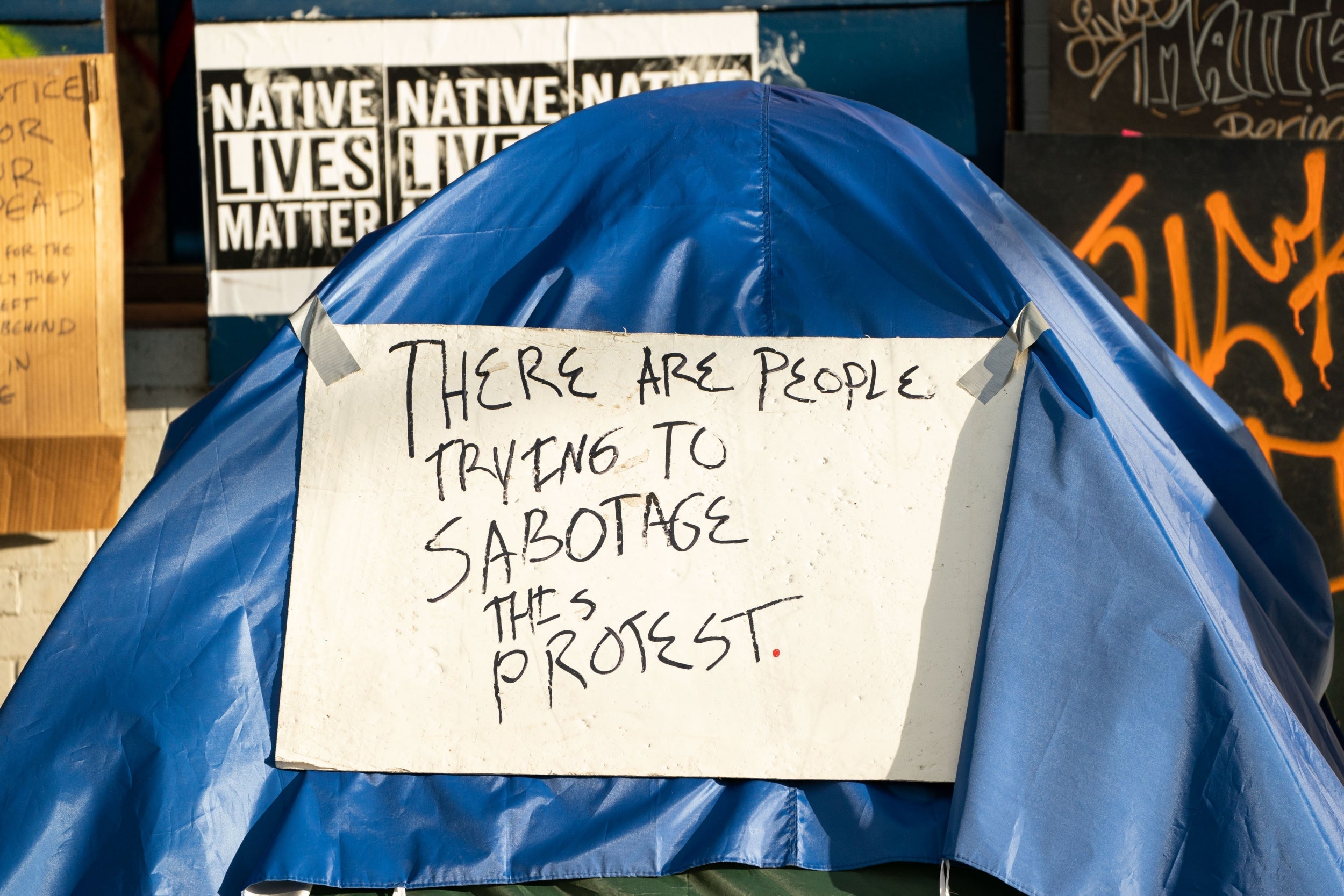 Protesters have set up camp outside the East Precinct