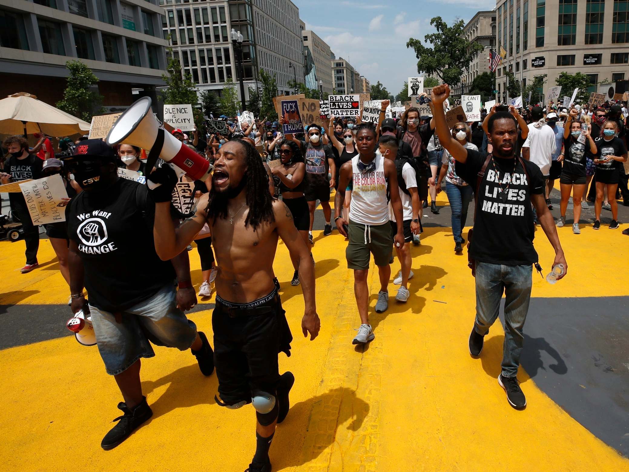 BLM demonstrators protest near the White House over the death of George Floyd