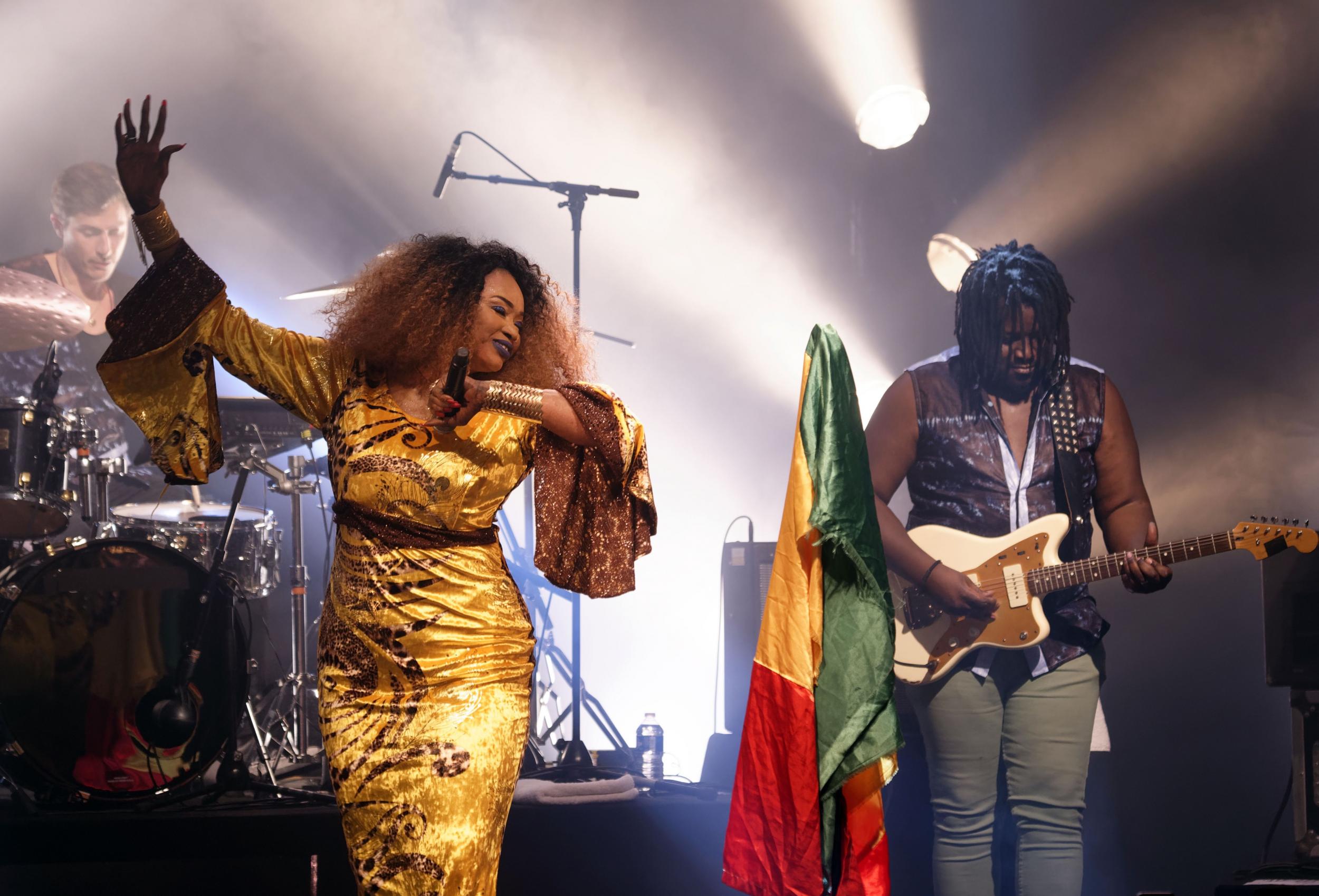 Sangaré performs with her band at La Cigalle, Paris, in 2018