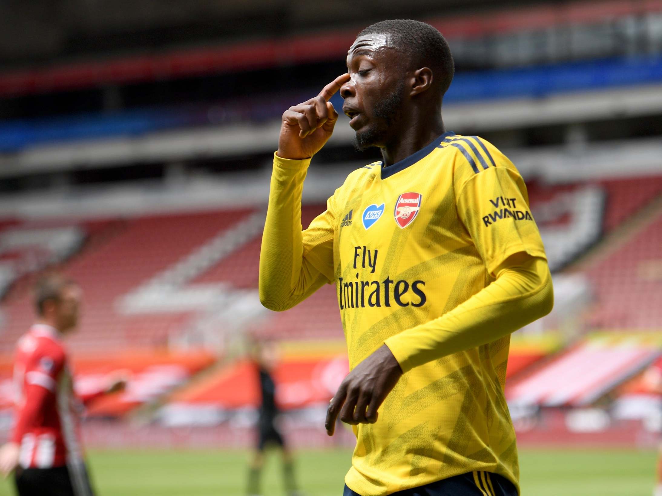 Nicolas Pepe celebrates scoring for Arsenal