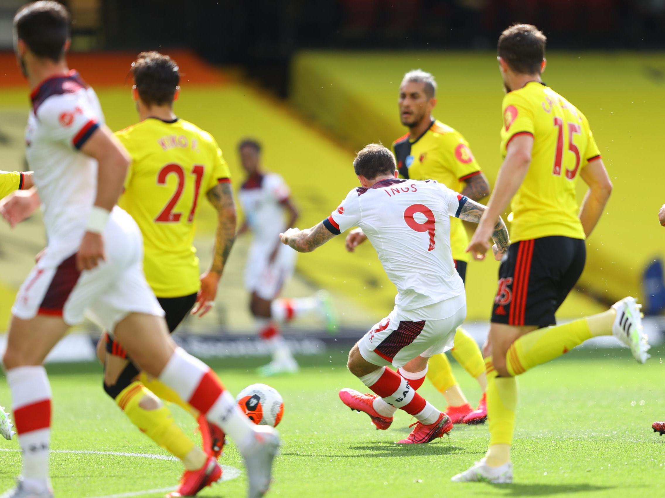 Danny Ings scores his 17th goal of the Premier League season