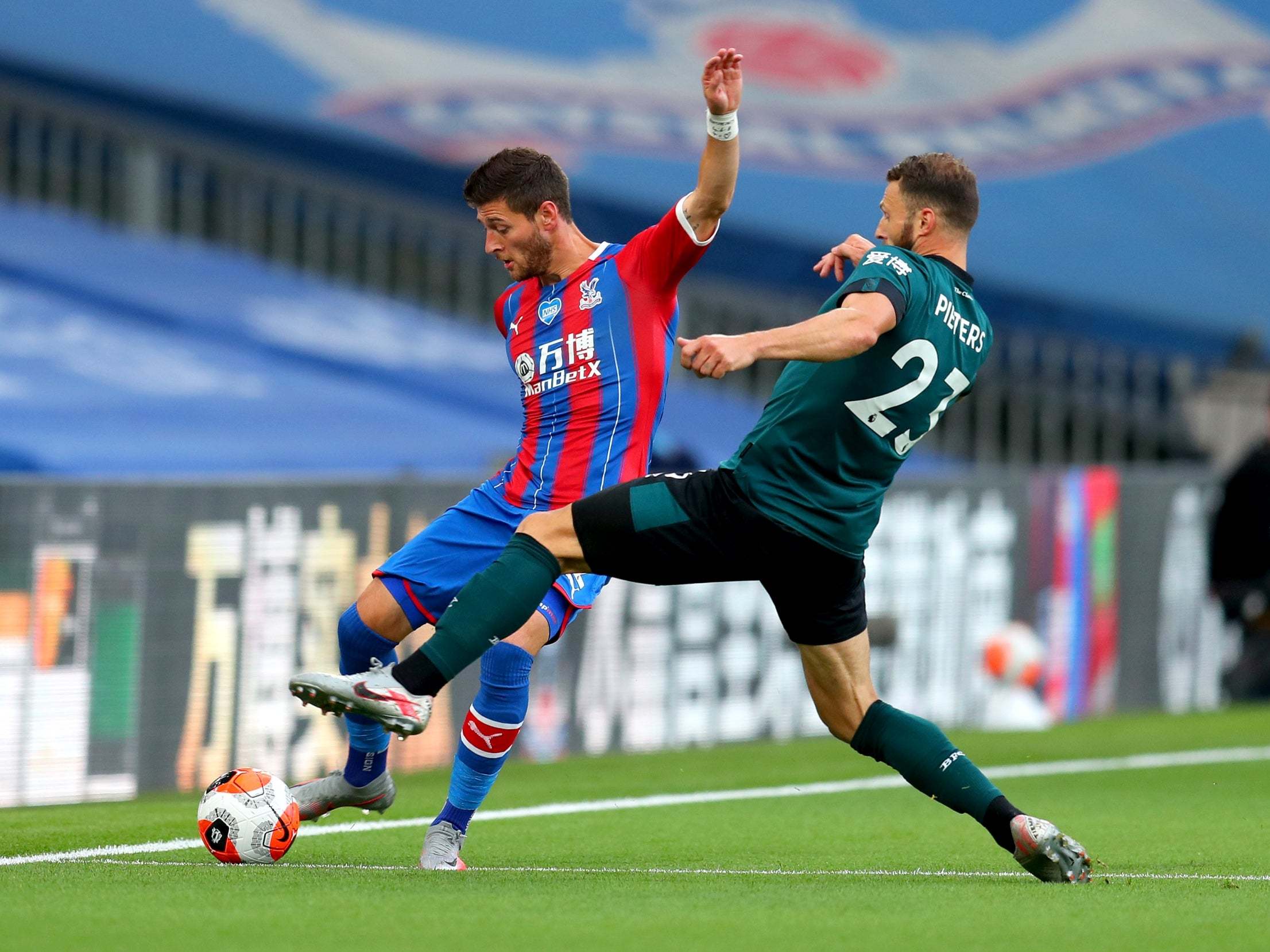 Joel Ward plays a pass for Crystal Palace