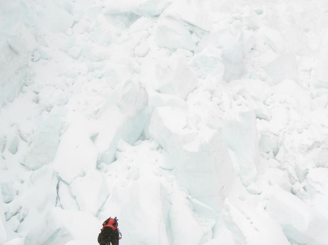 Daniel Bull climbs the Khumbu Icefall on Mount Everest