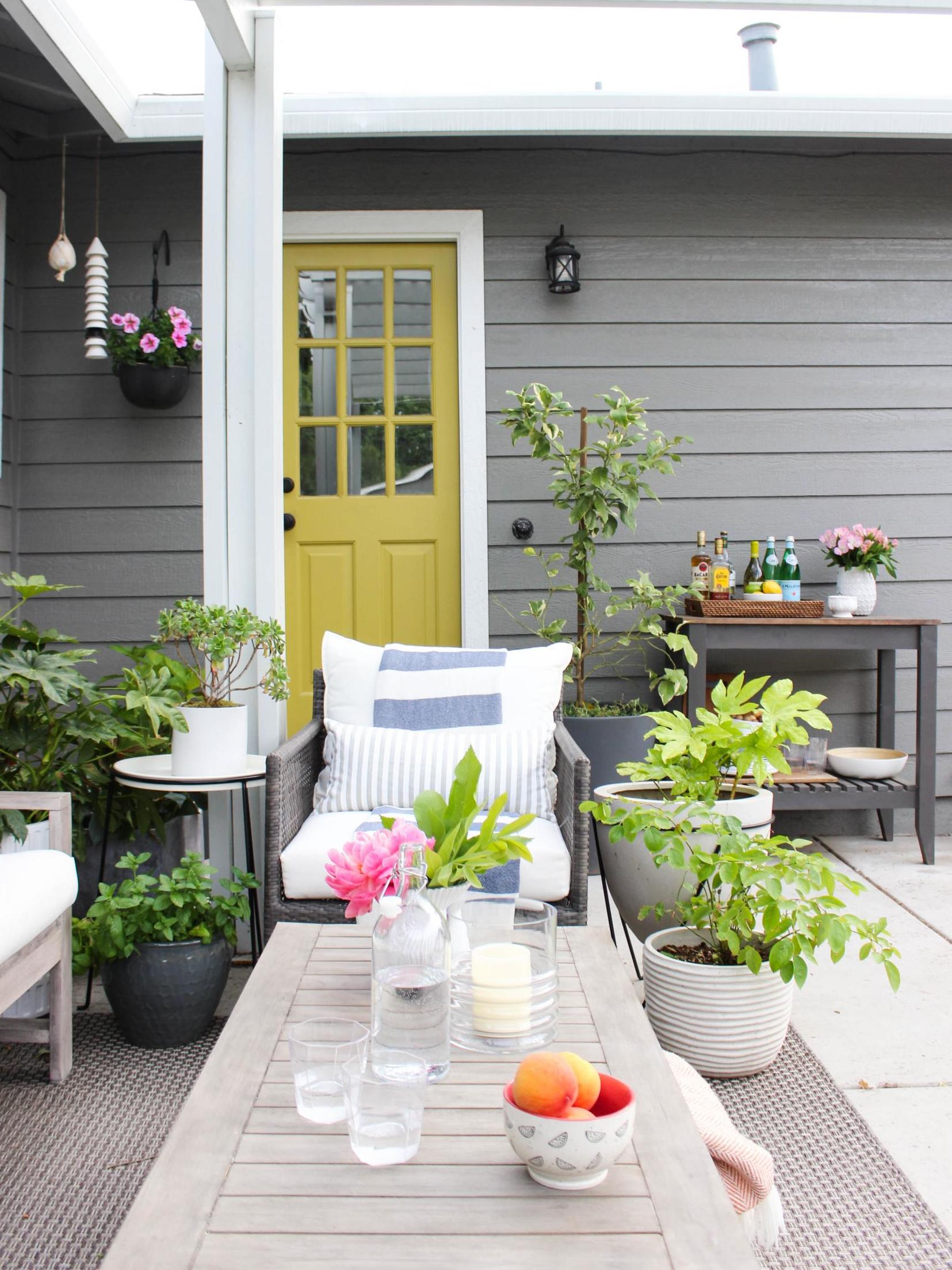 Consider painting a door that opens outside a bright colour