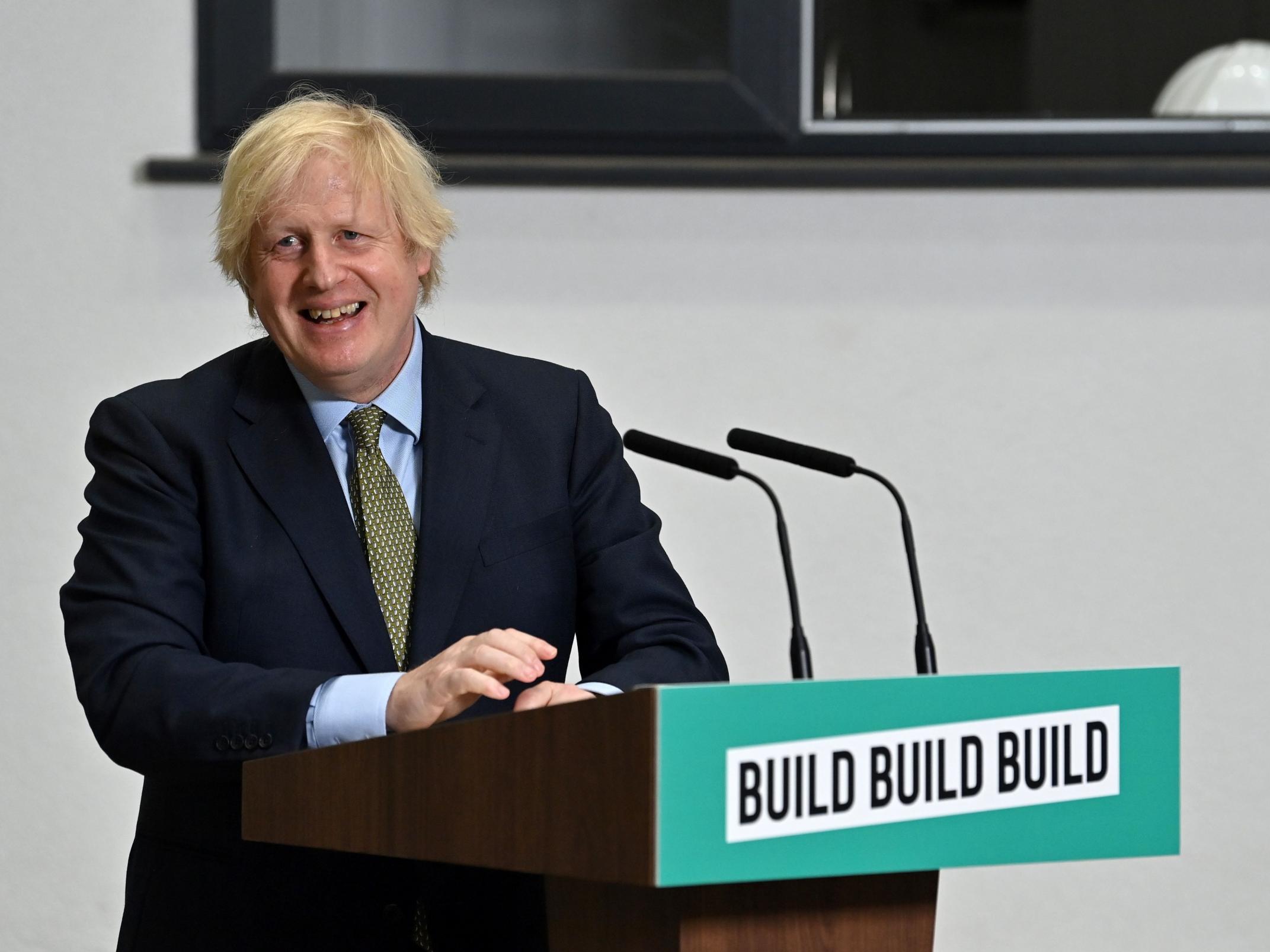 Boris Johnson responds to questions after his speech at Dudley College of Technology (POOL/AFP via Getty Images)