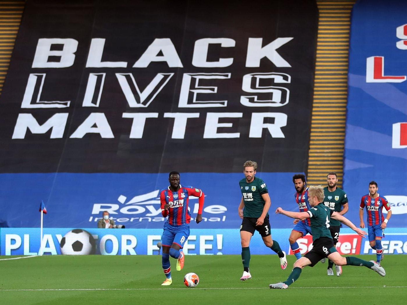 Crystal Palace display a Black Lives Matter banner against Burnley