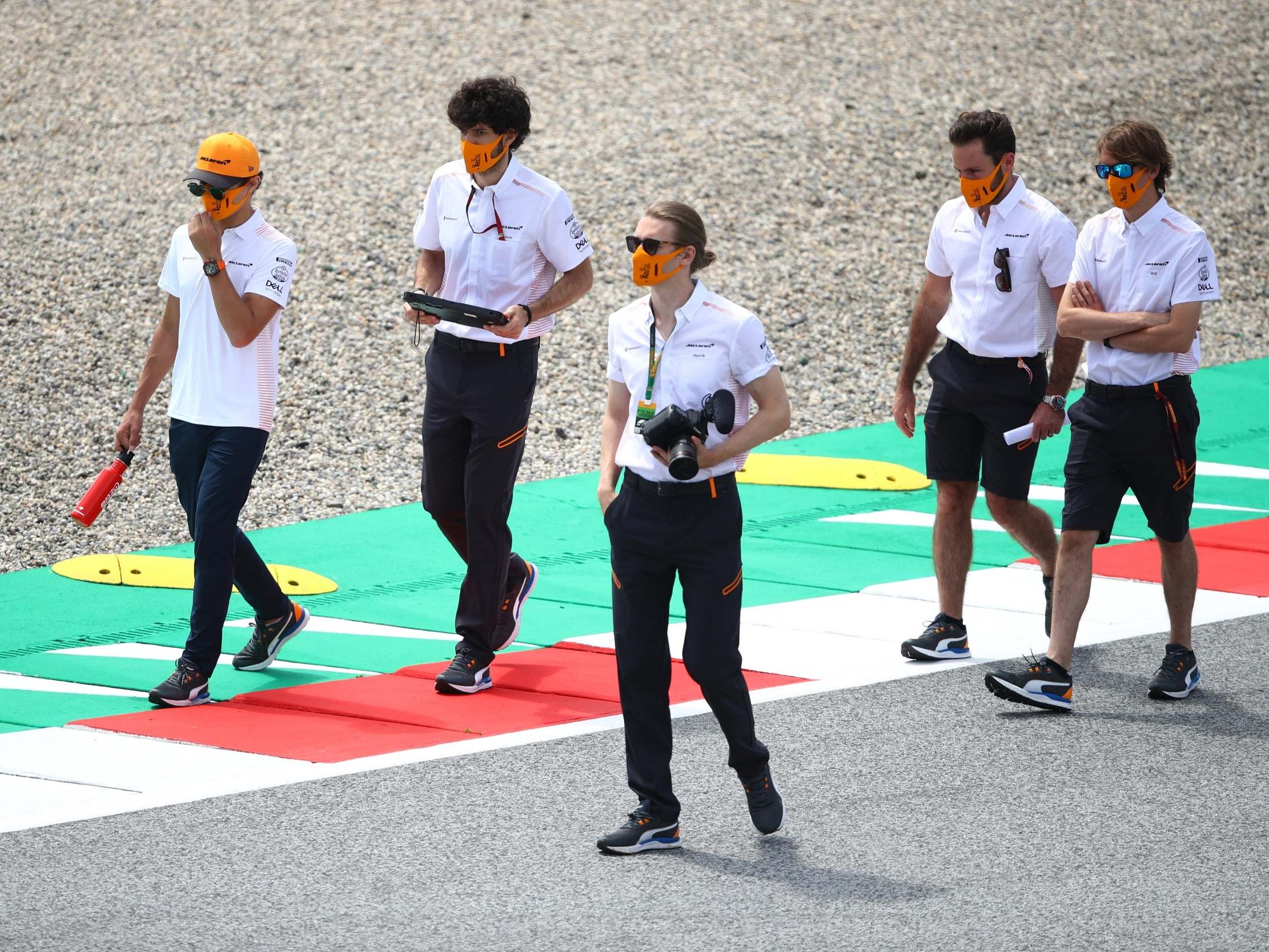 The Briton takes his first look at the Red Bull Ring with his McLaren mechanics