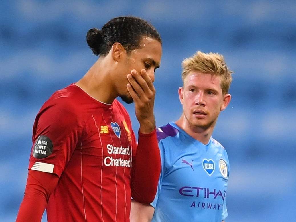 Virgil van Dijk reacts during the defeat