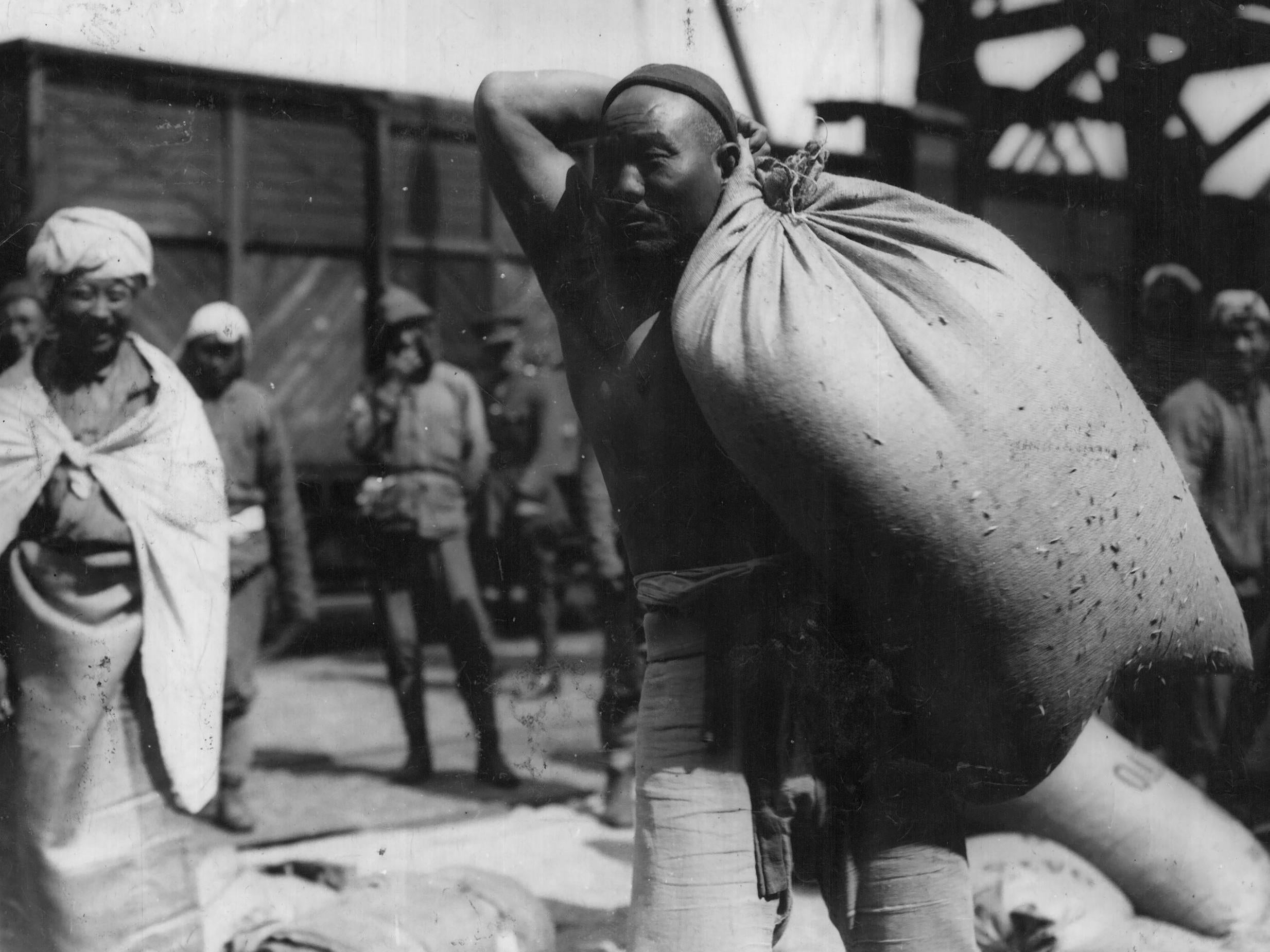 Chinese labourers in Boulogne. The workers were tasked with moving food and fuel behind enemy lines