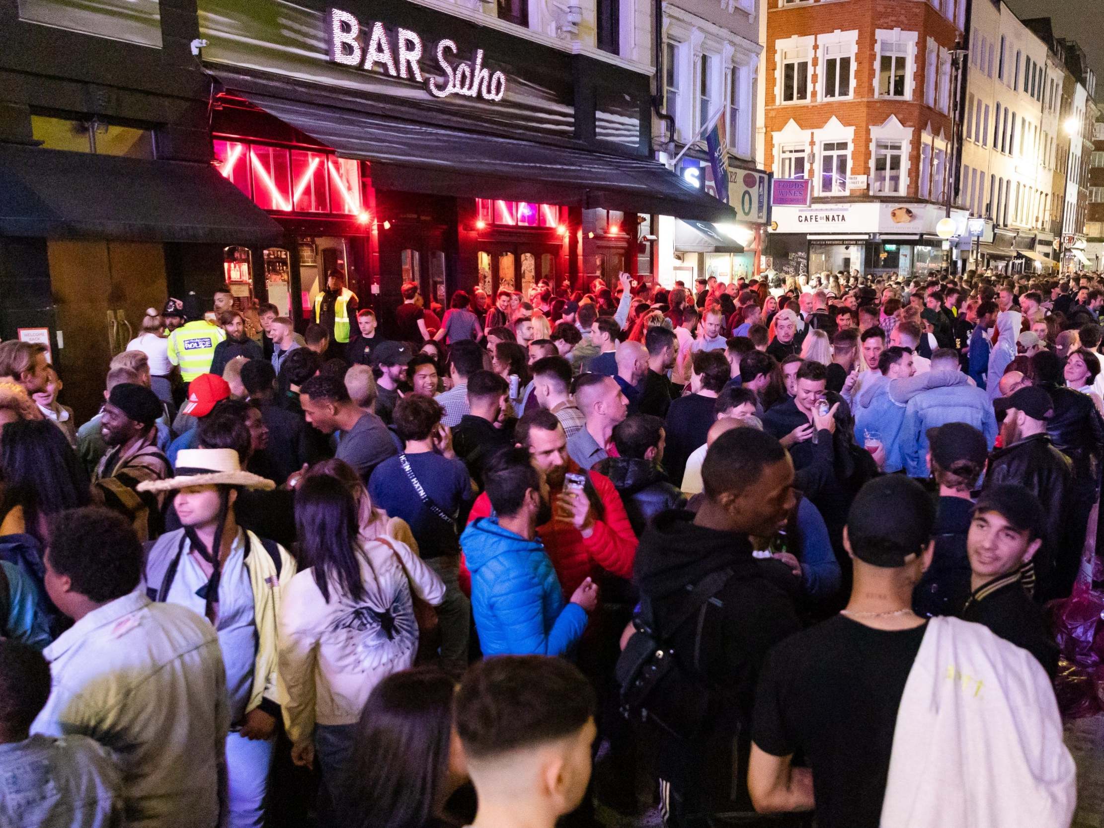 Scenes like those in Soho seen on Saturday are unlikely to assuage the fears of those concerned about venturing out (EPA)