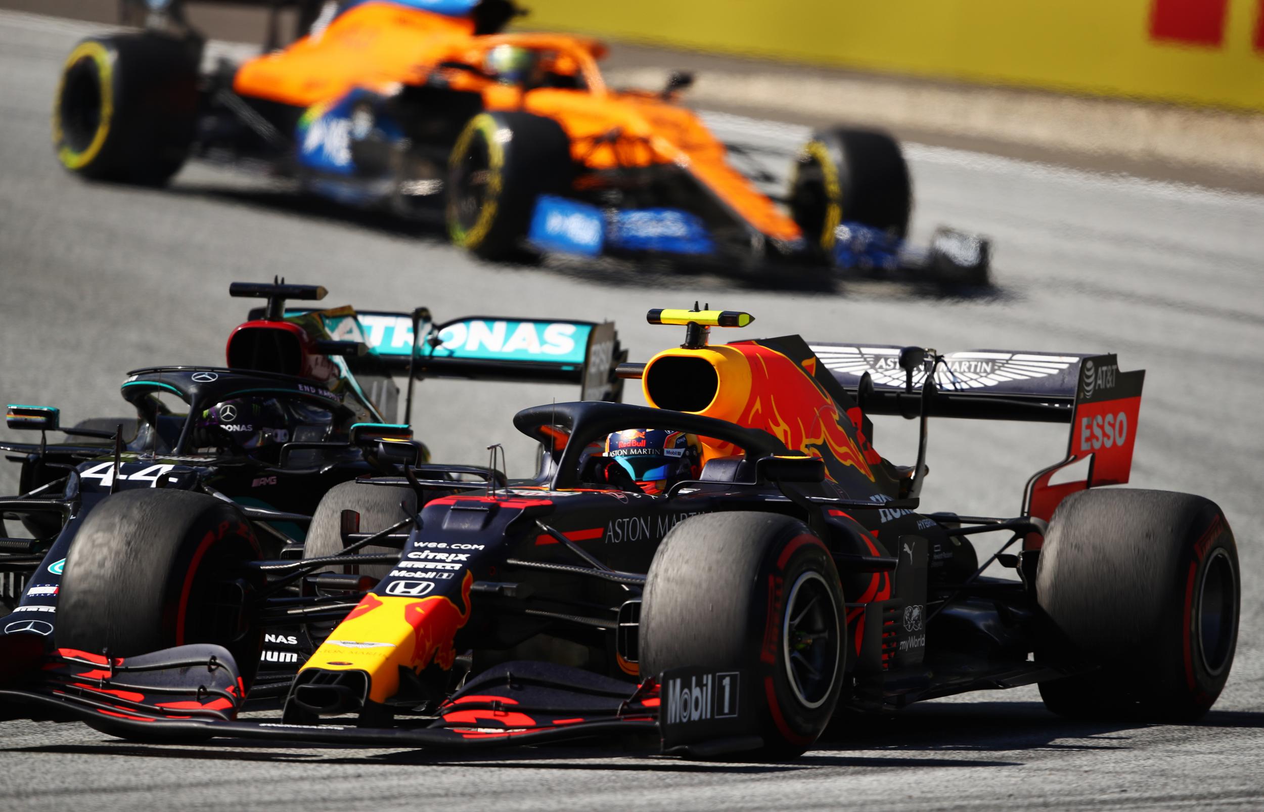 Albon passed Hamilton on the outside of Turn 4 before they collided