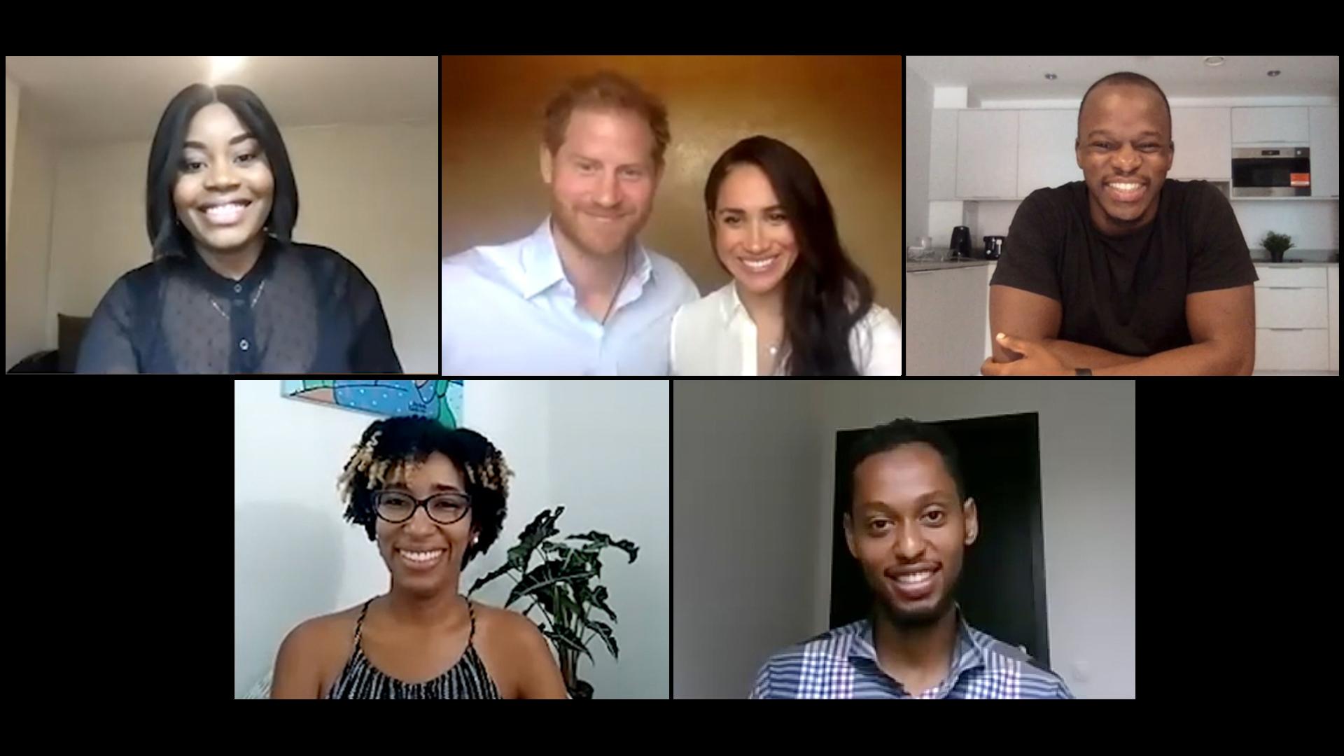 Prince Harry and Meghan joined four young leaders for the video call on 1 July