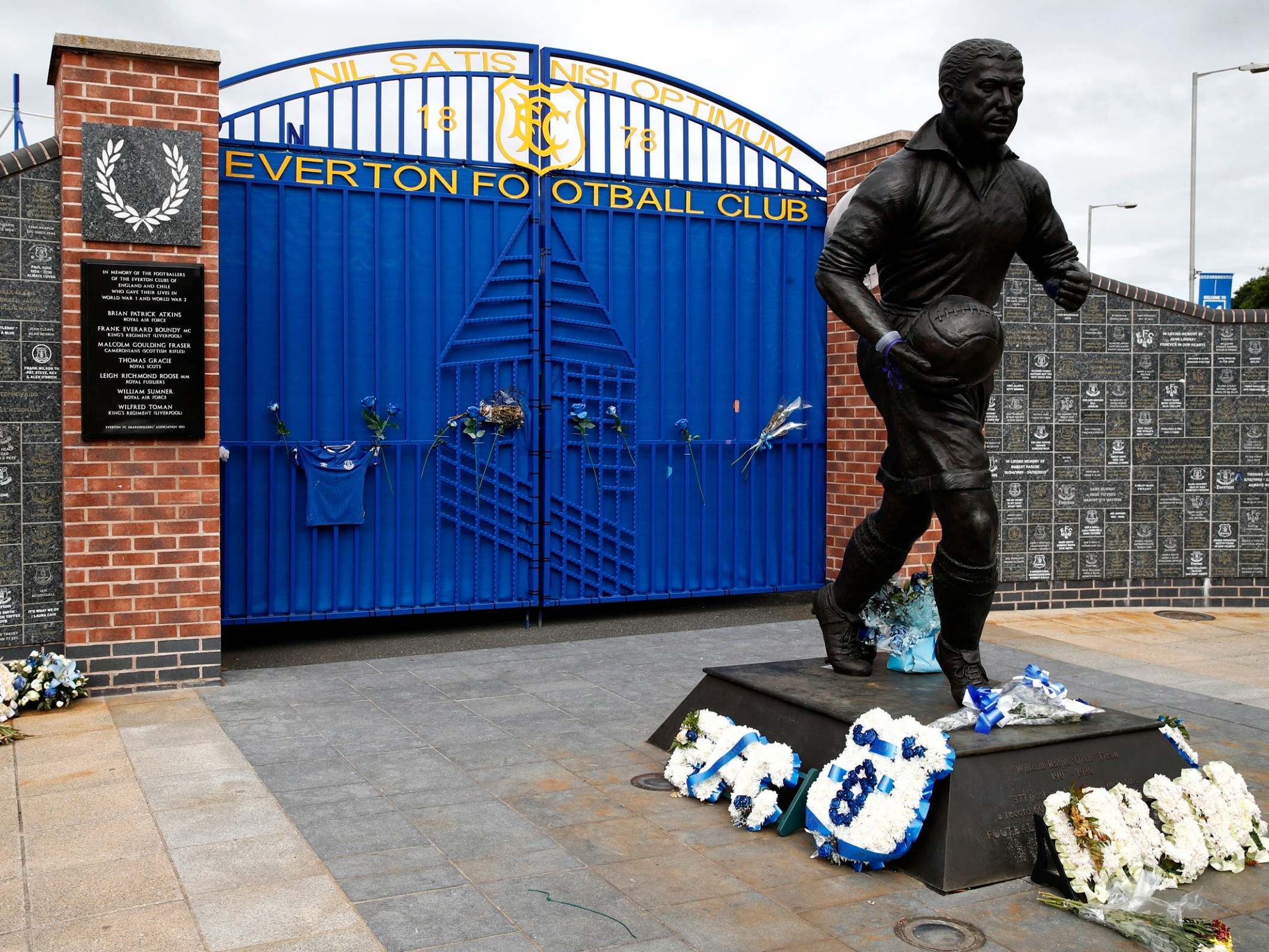 The statue is used as a memorial by Everton supporters