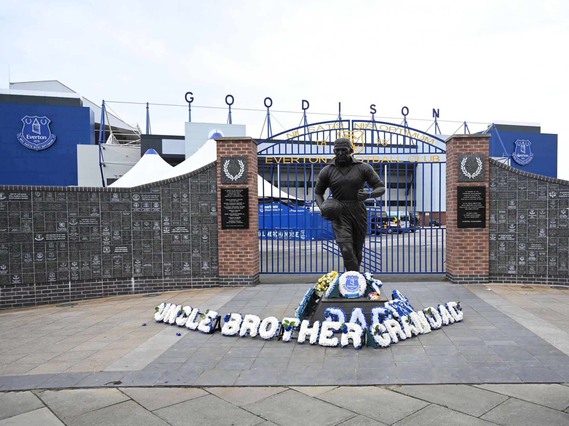 A statute of the Everton legend was damaged after a flare was set alight and left on it