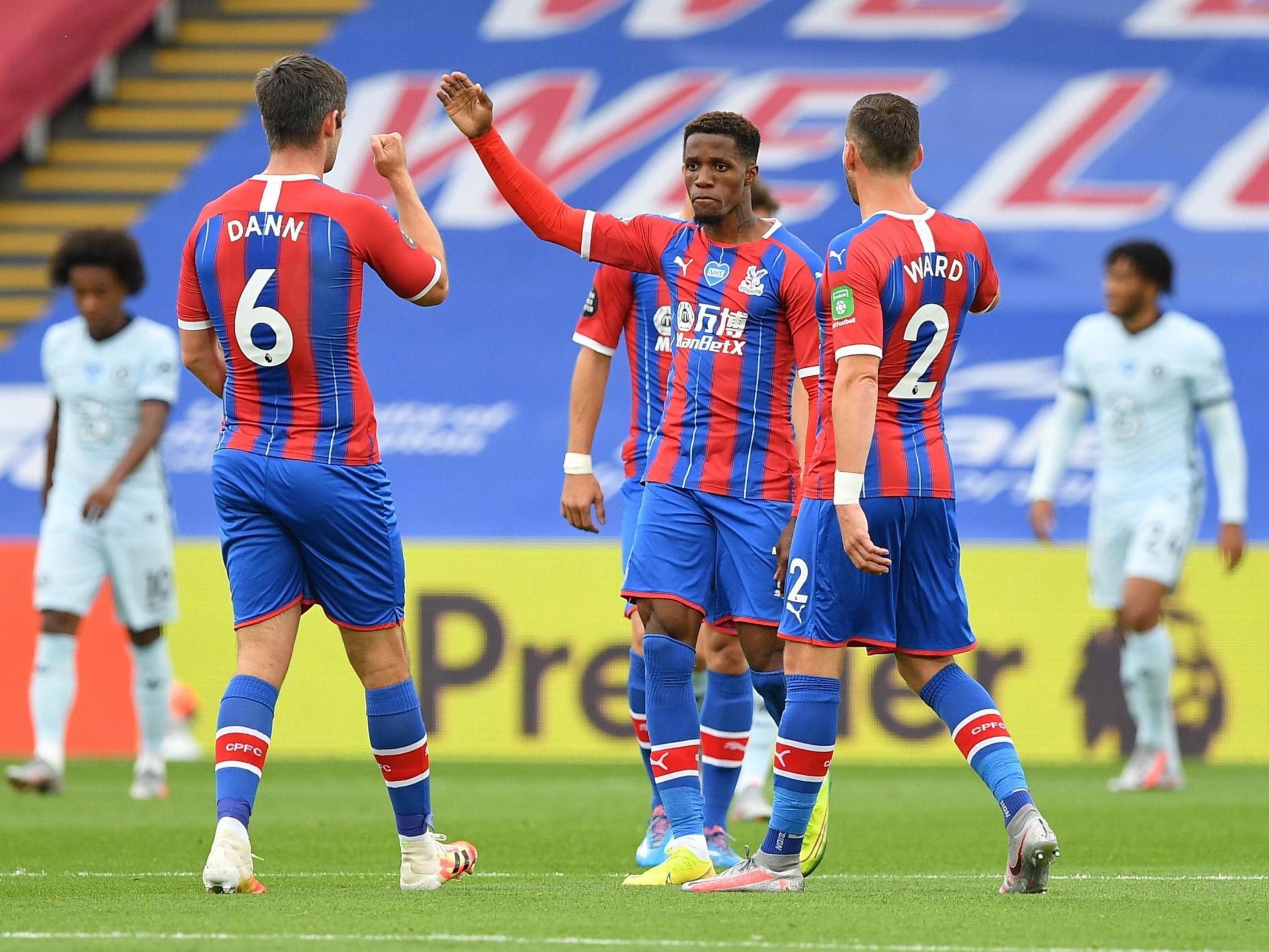 Zaha celebrates after his scorching strike halves the deficit