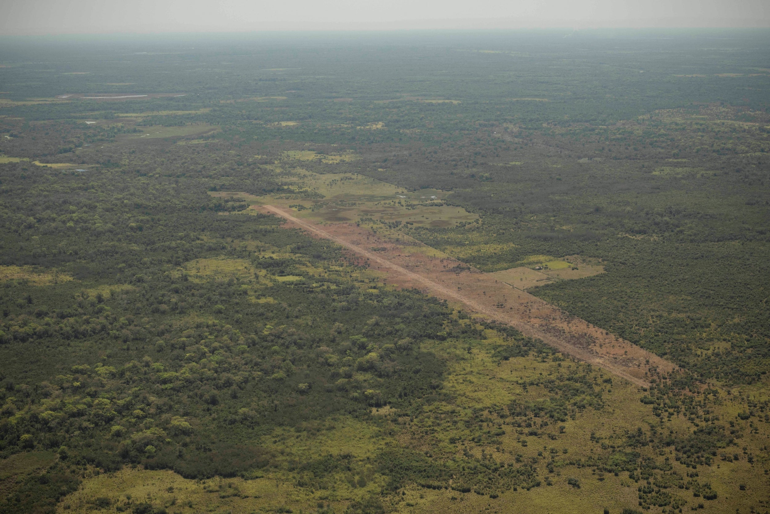 A makeshift landing strip in the east side of Guatemala’s Laguna del Tigre National Park