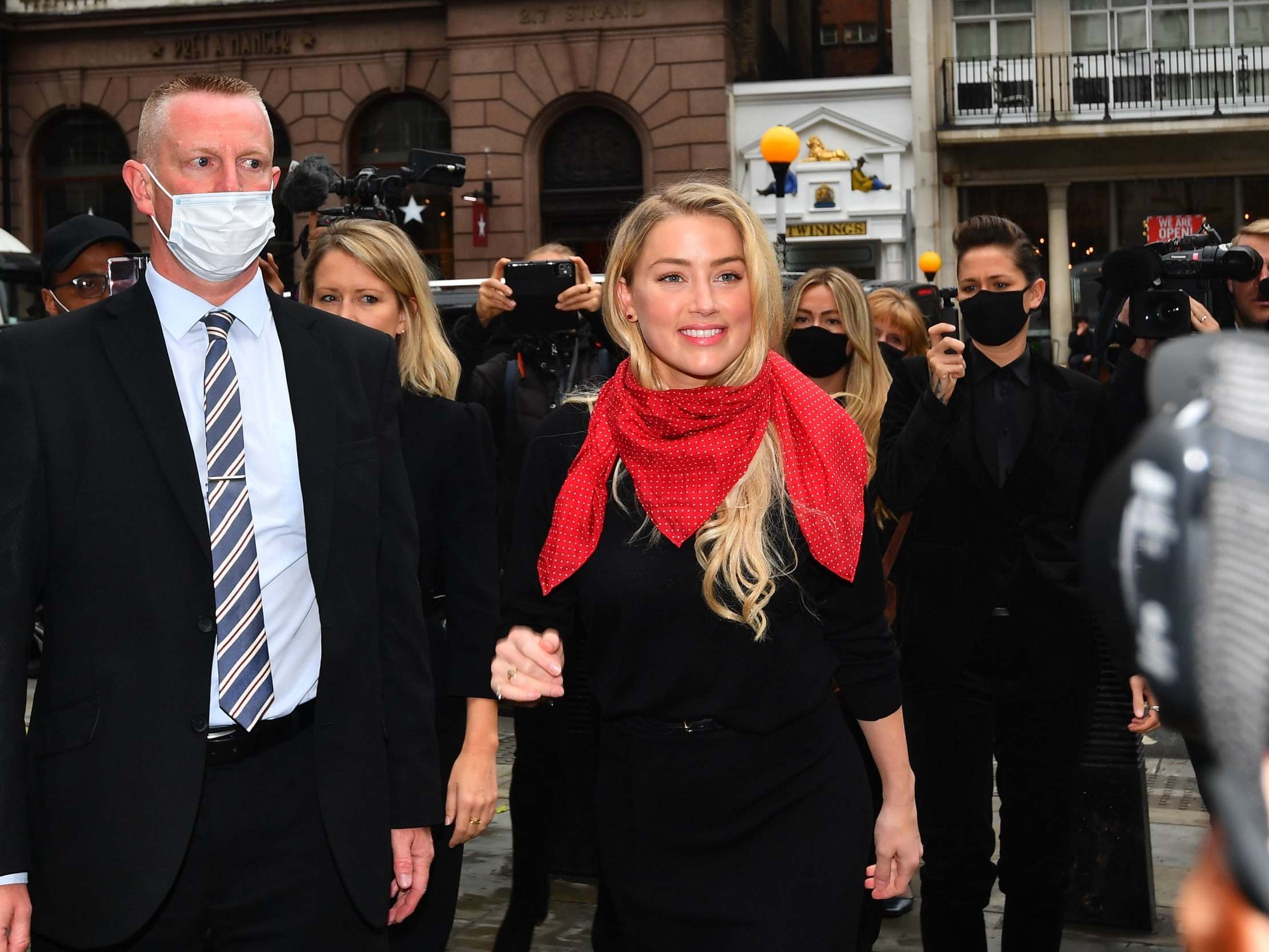 Amber Heard arrives at the High Court in London for the second day of the libel case