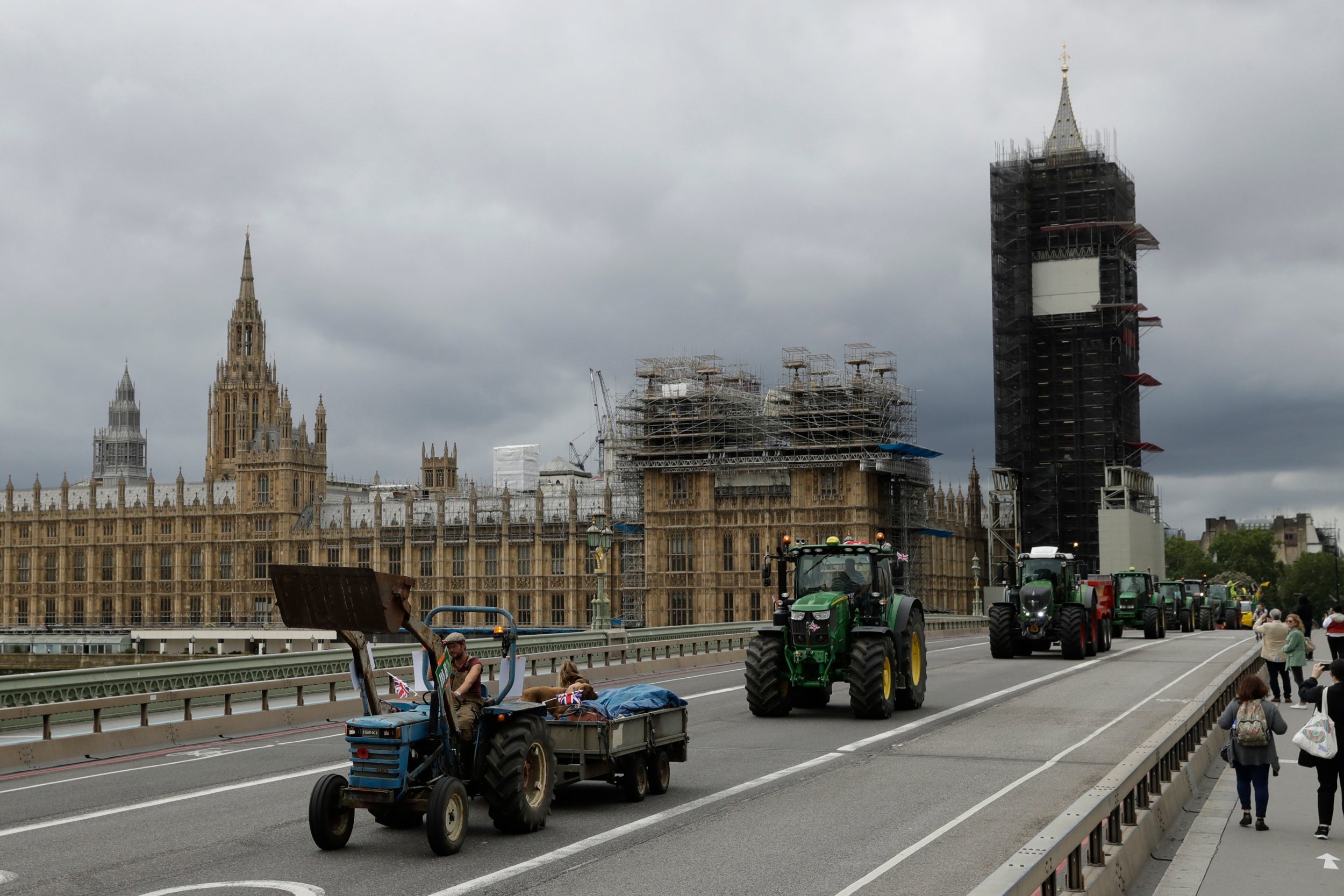 In 2020, farmers from Save British Farming protested against post-Brexit rule changes which would lower food safety and animal welfare standards.