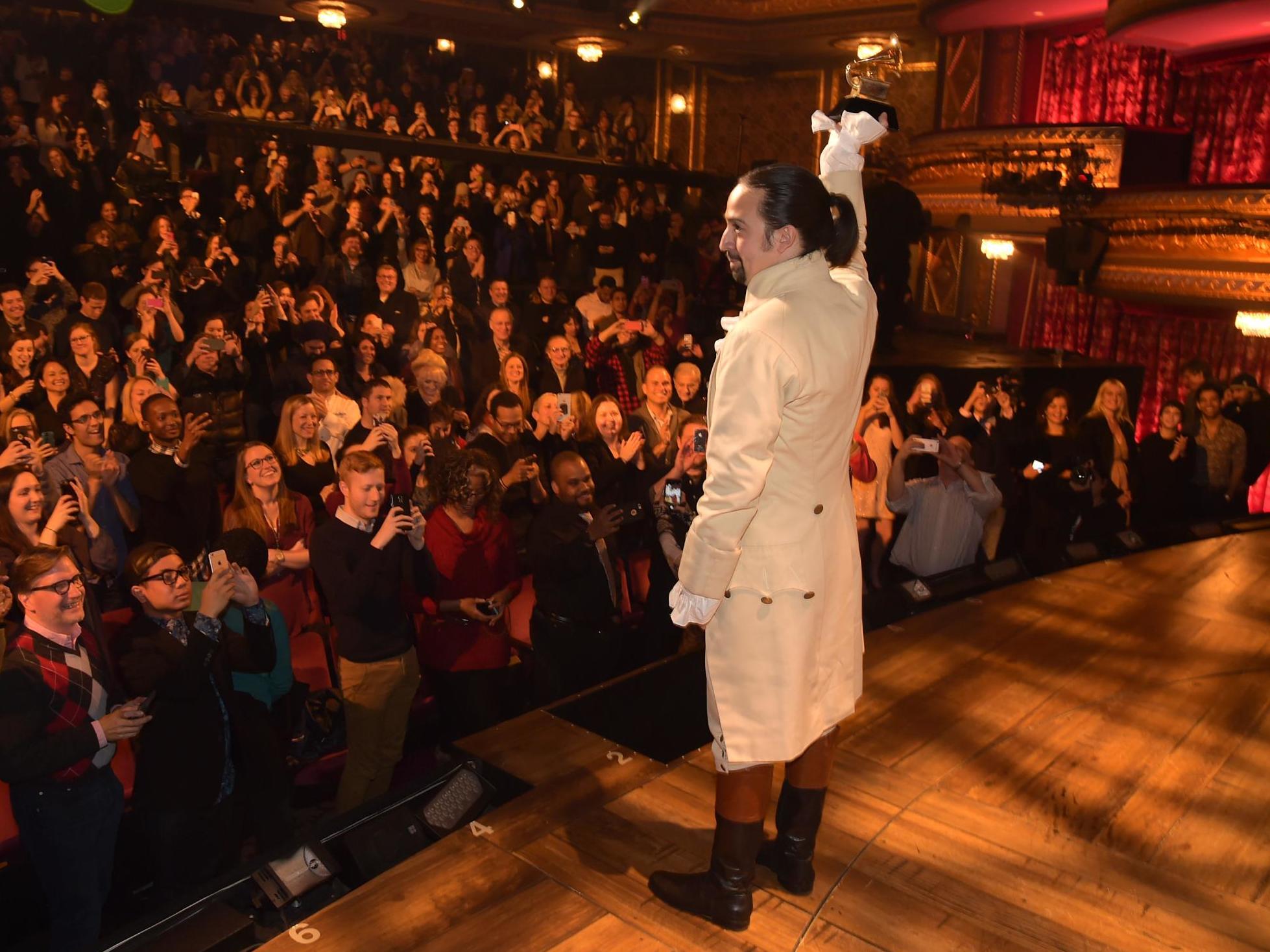 Lin-Manuel Miranda onstage as Alexander Hamilton