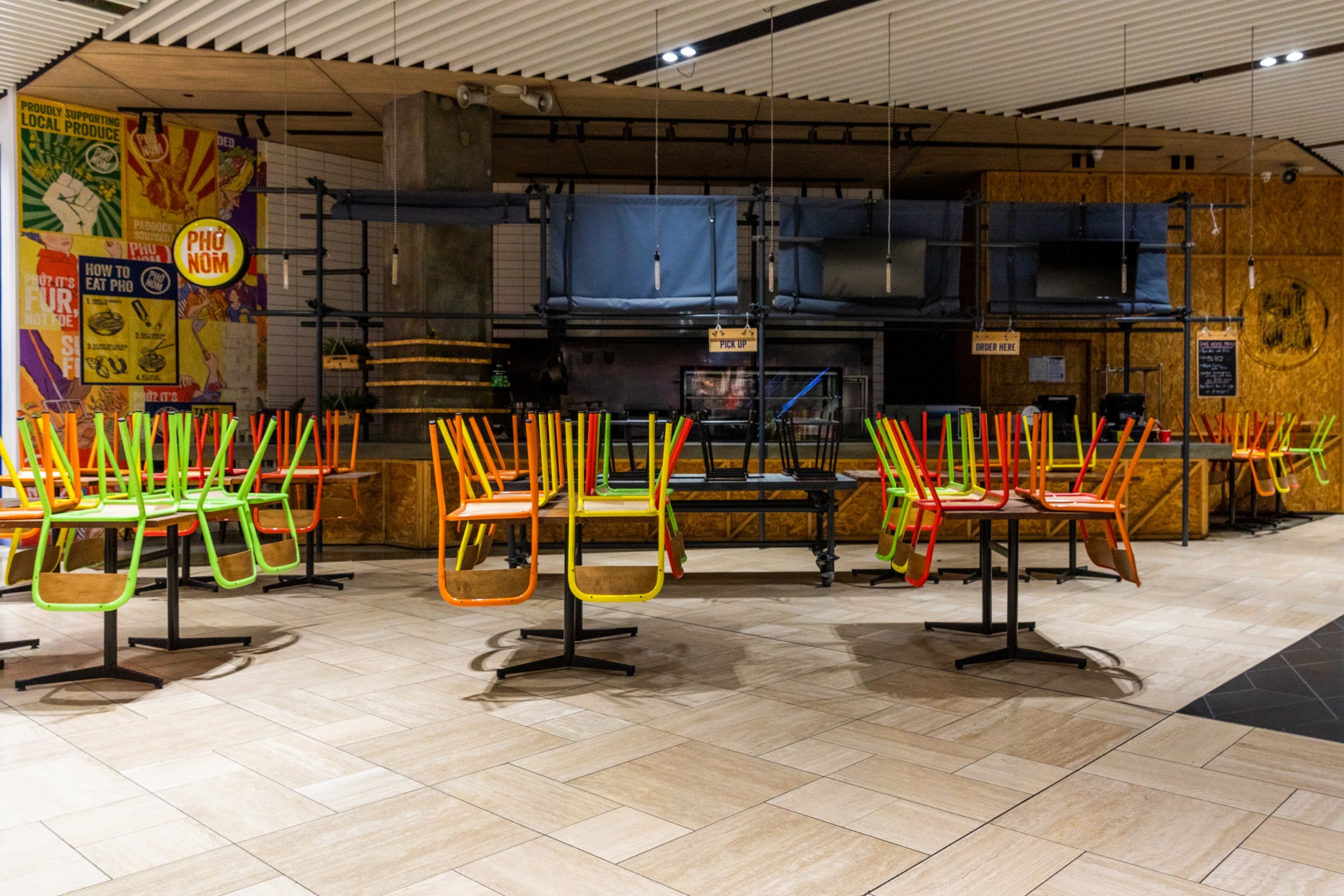 An empty restaurant in Melbourne