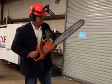 Anti-mask Republican wields chainsaw and blowtorch while comparing safety mandates to Nazi Germany