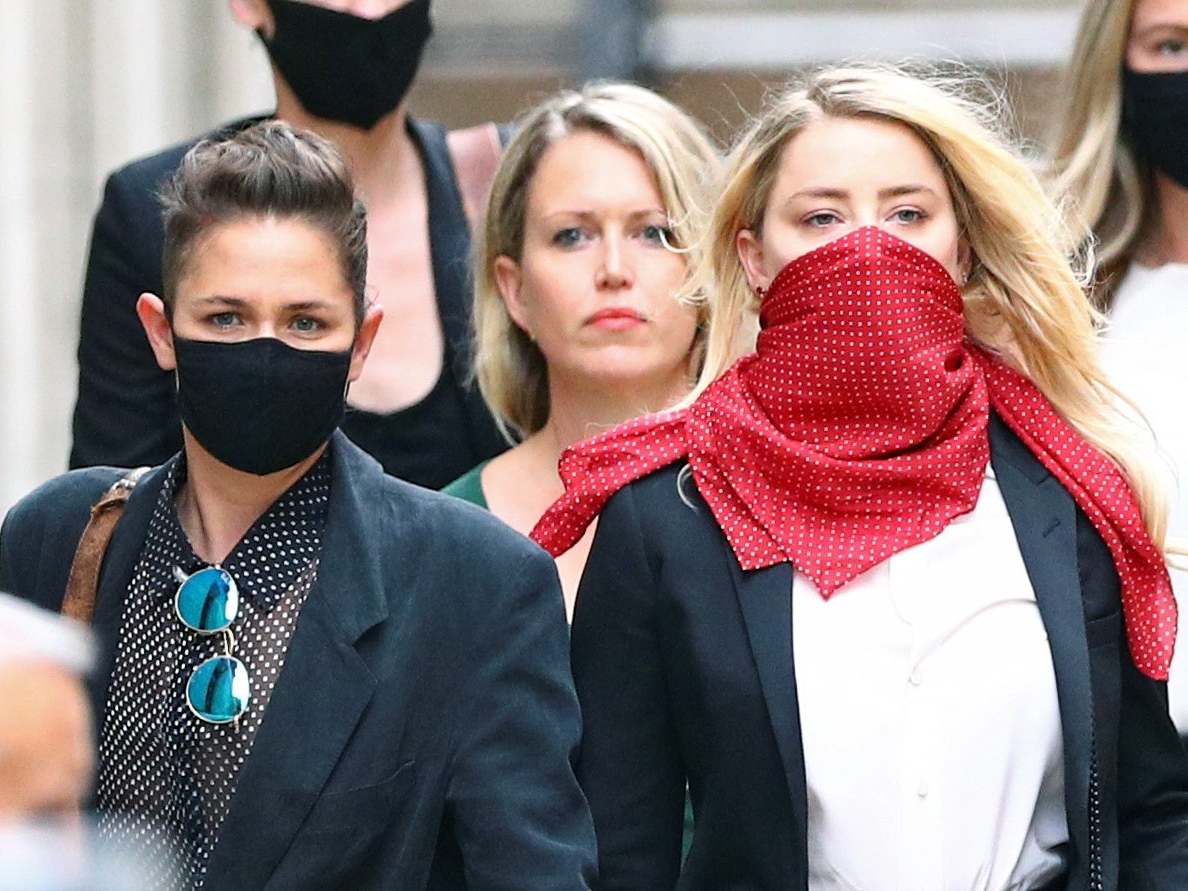 Actor Amber Heard leaves the High Court in London on day three of actor Johnny Depp’s libel trial against The Sun’s publishers and executive editor, 9 July 2020.