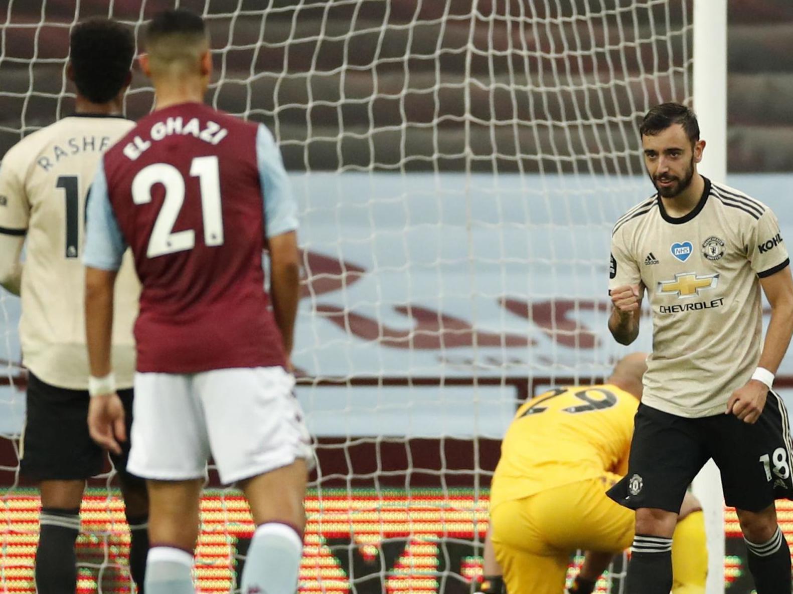 Bruno Fernandes won and scored a first-half penalty at Villa Park