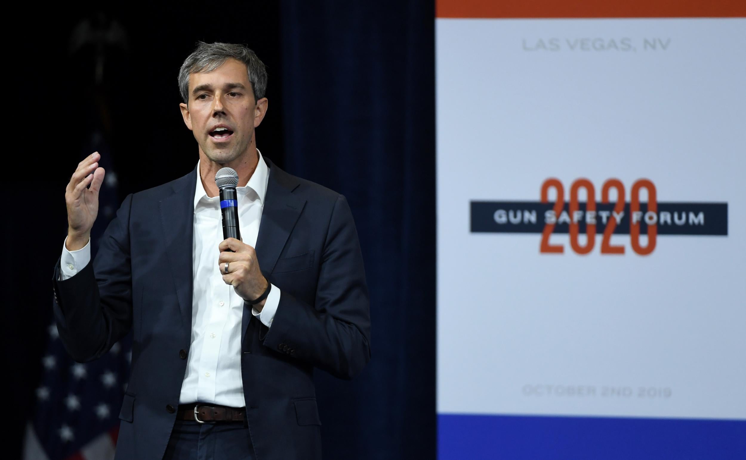Beto O’Rourke speaks during the 2020 Gun Safety Forum in Las Vegas